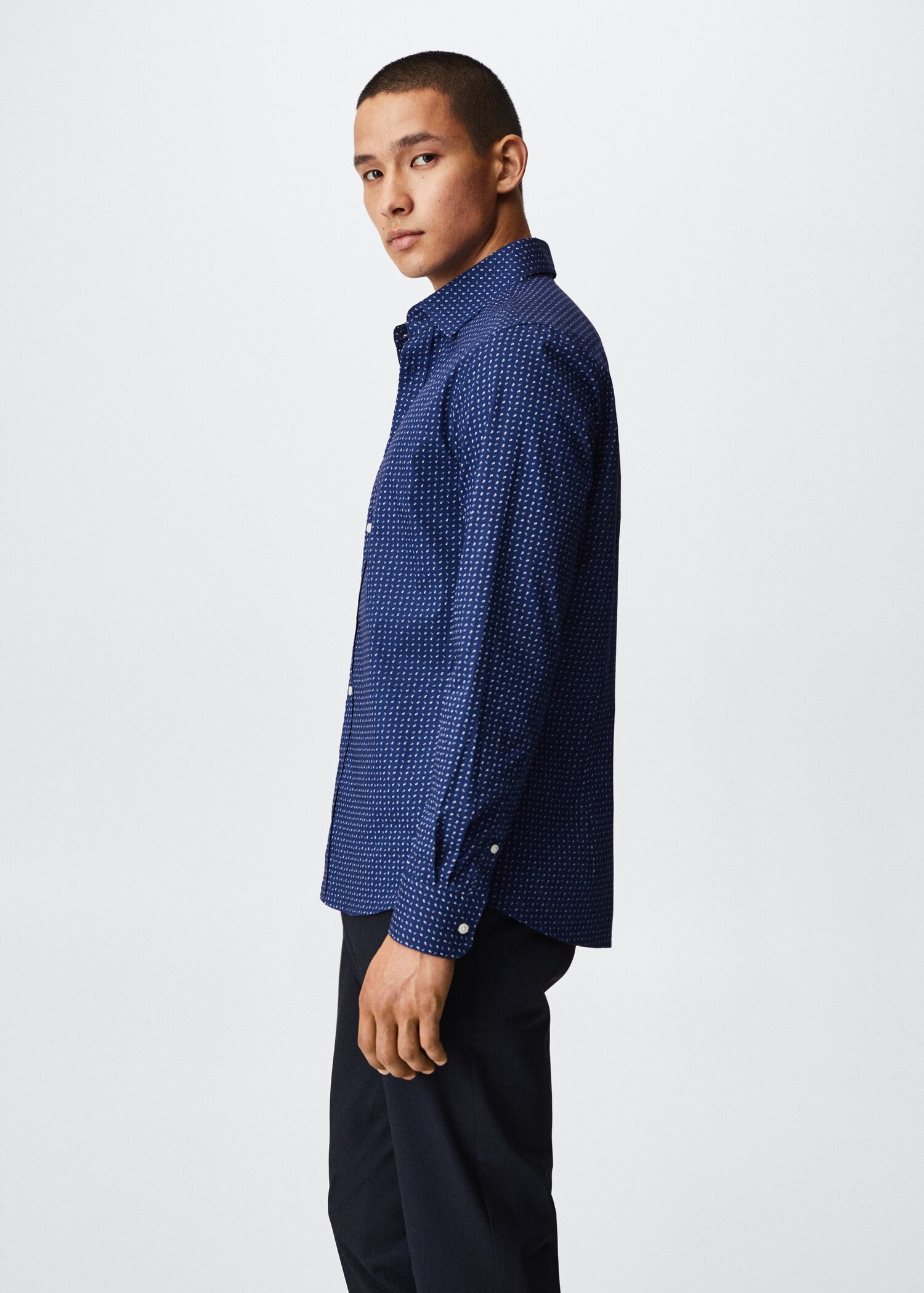 Slim-fit printed cotton shirt - Details of the article 2