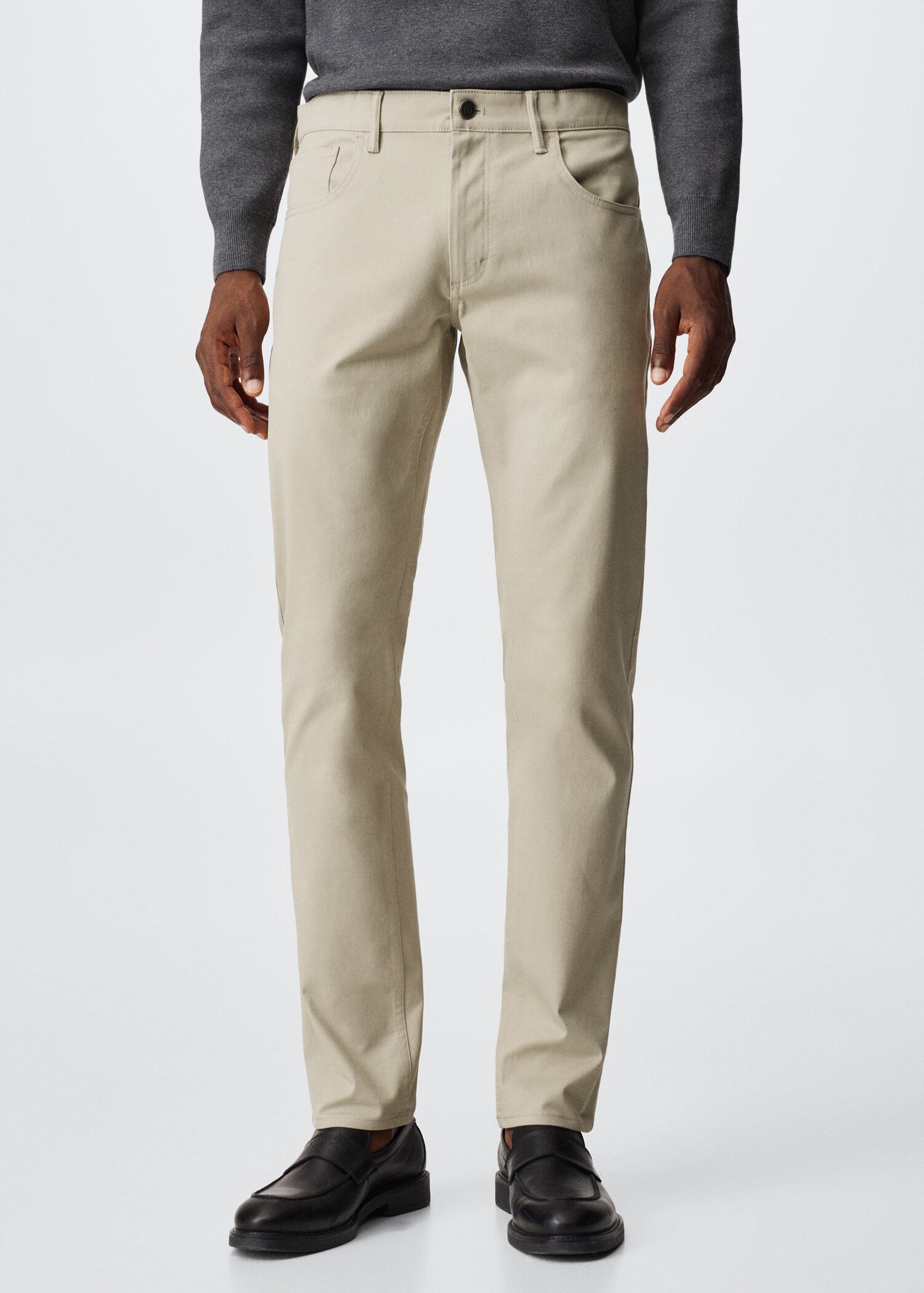 Slim Fit Twill-Hose mit Jeans-Effekt - Mittlere Ansicht