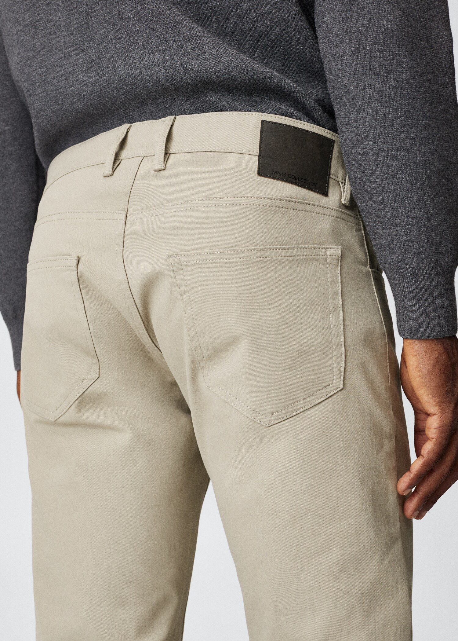 Slim fit denim-effect serge trousers - Details of the article 3