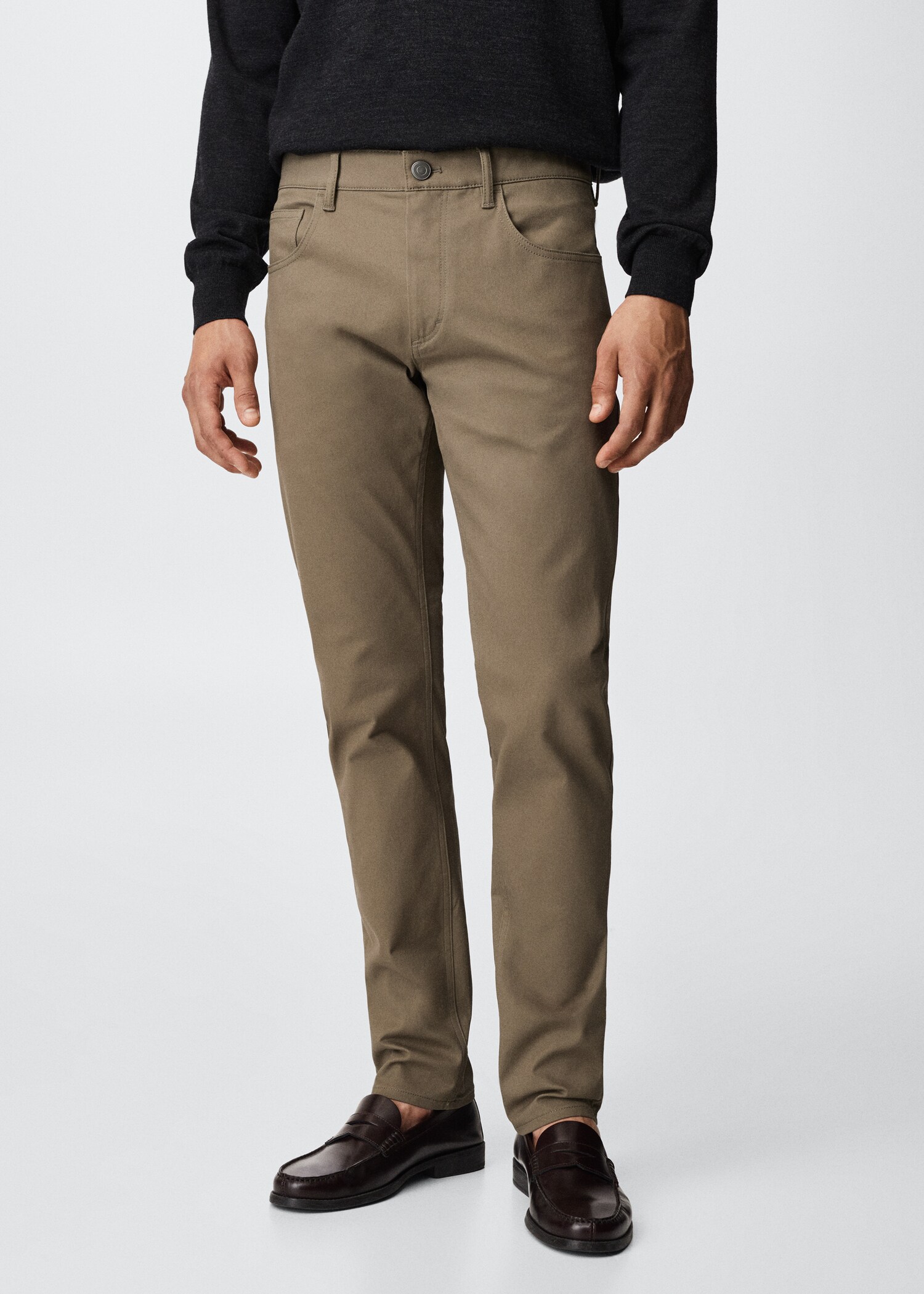 Slim fit denim-effect serge trousers - Medium plane