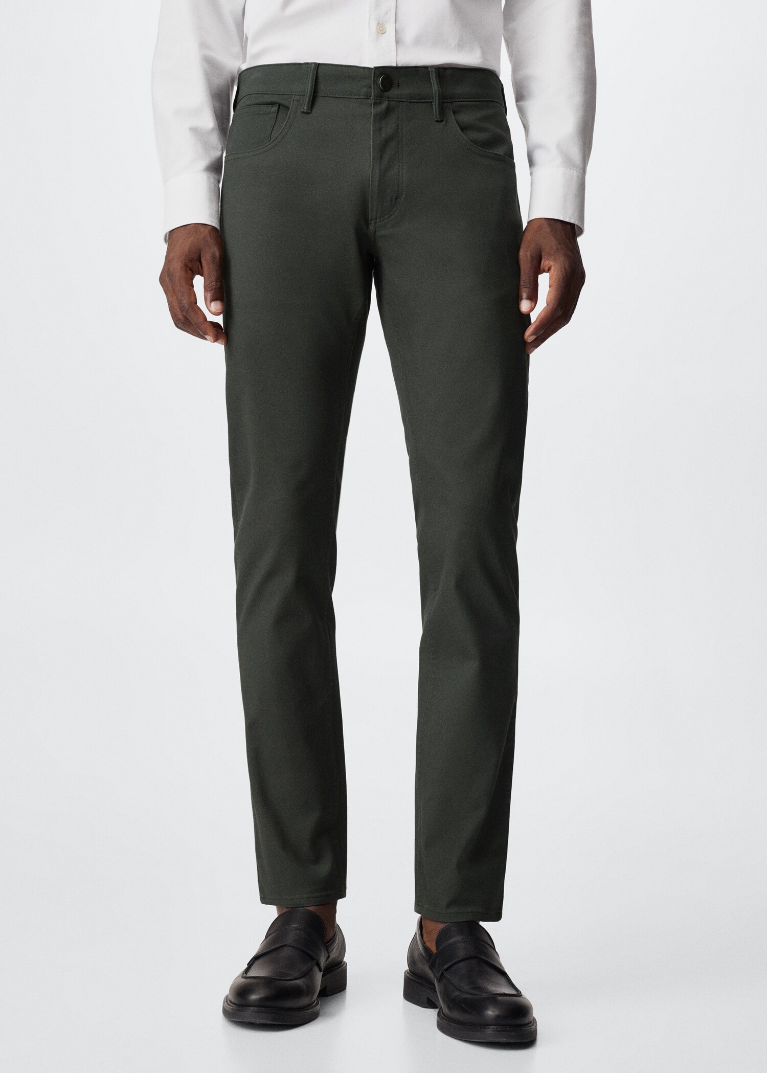 Slim fit denim-effect serge trousers - Medium plane