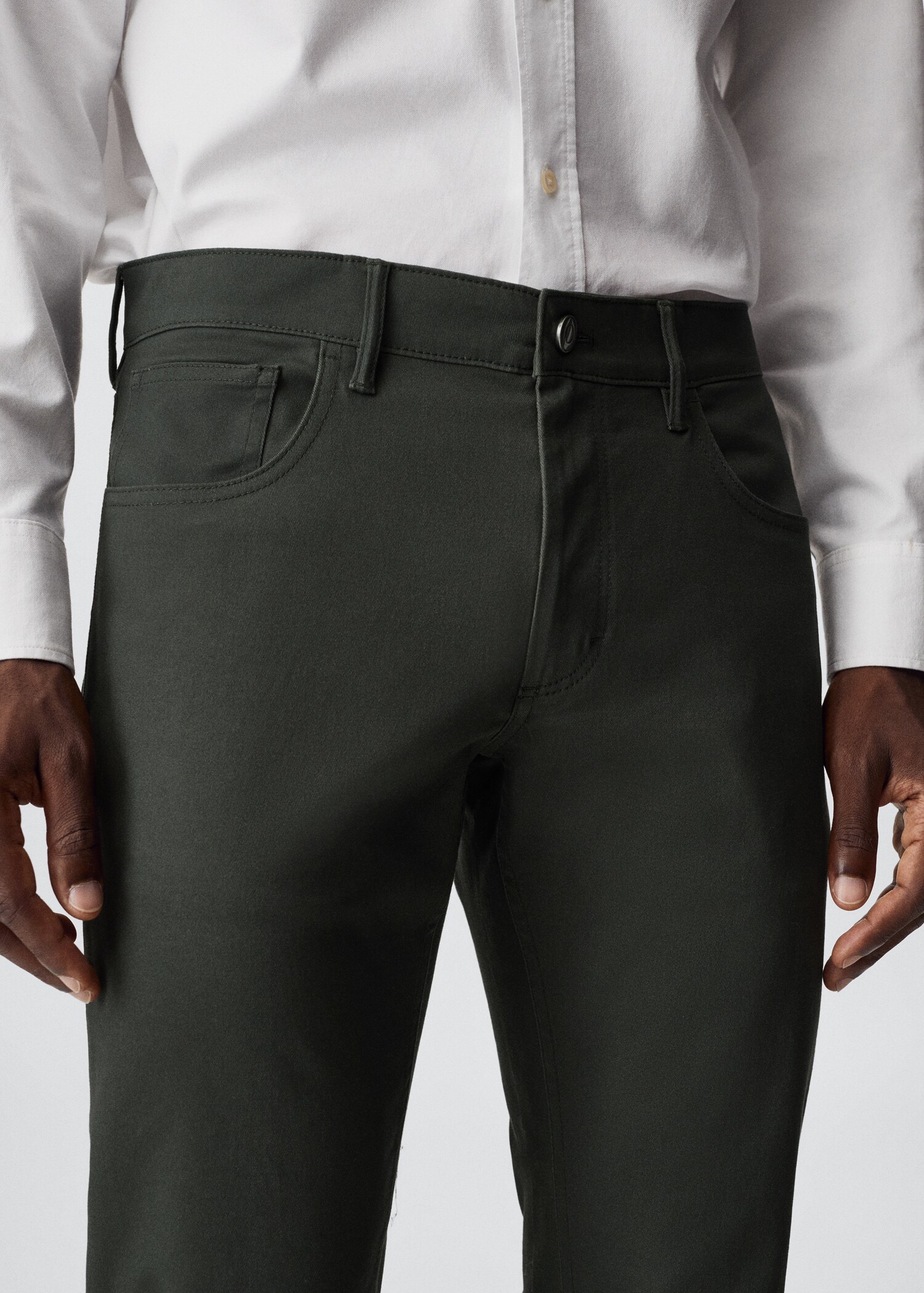 Slim fit denim-effect serge trousers - Details of the article 1