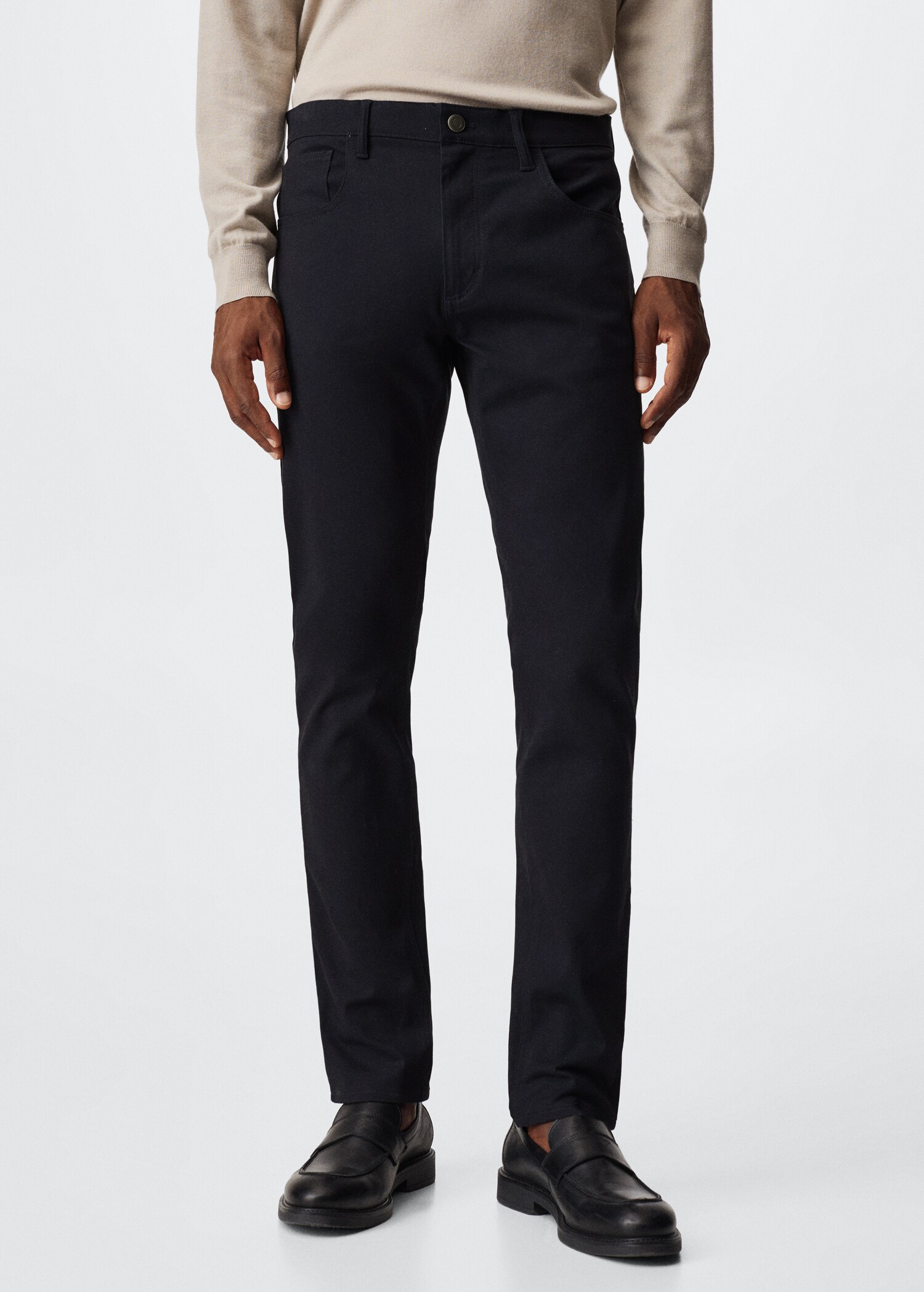 Slim fit denim-effect serge trousers - Medium plane