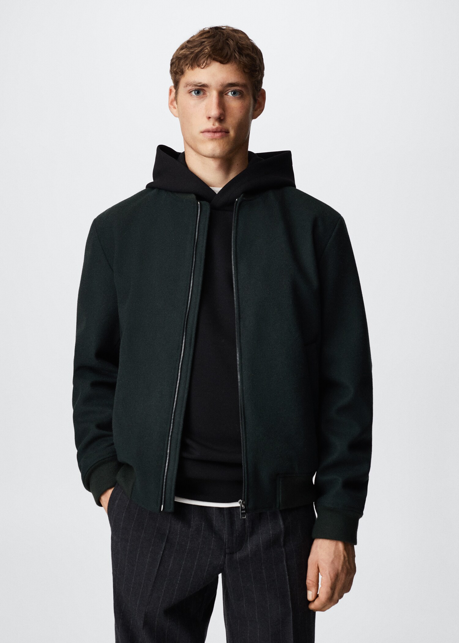 Veste bomber laine recyclée - Plan moyen