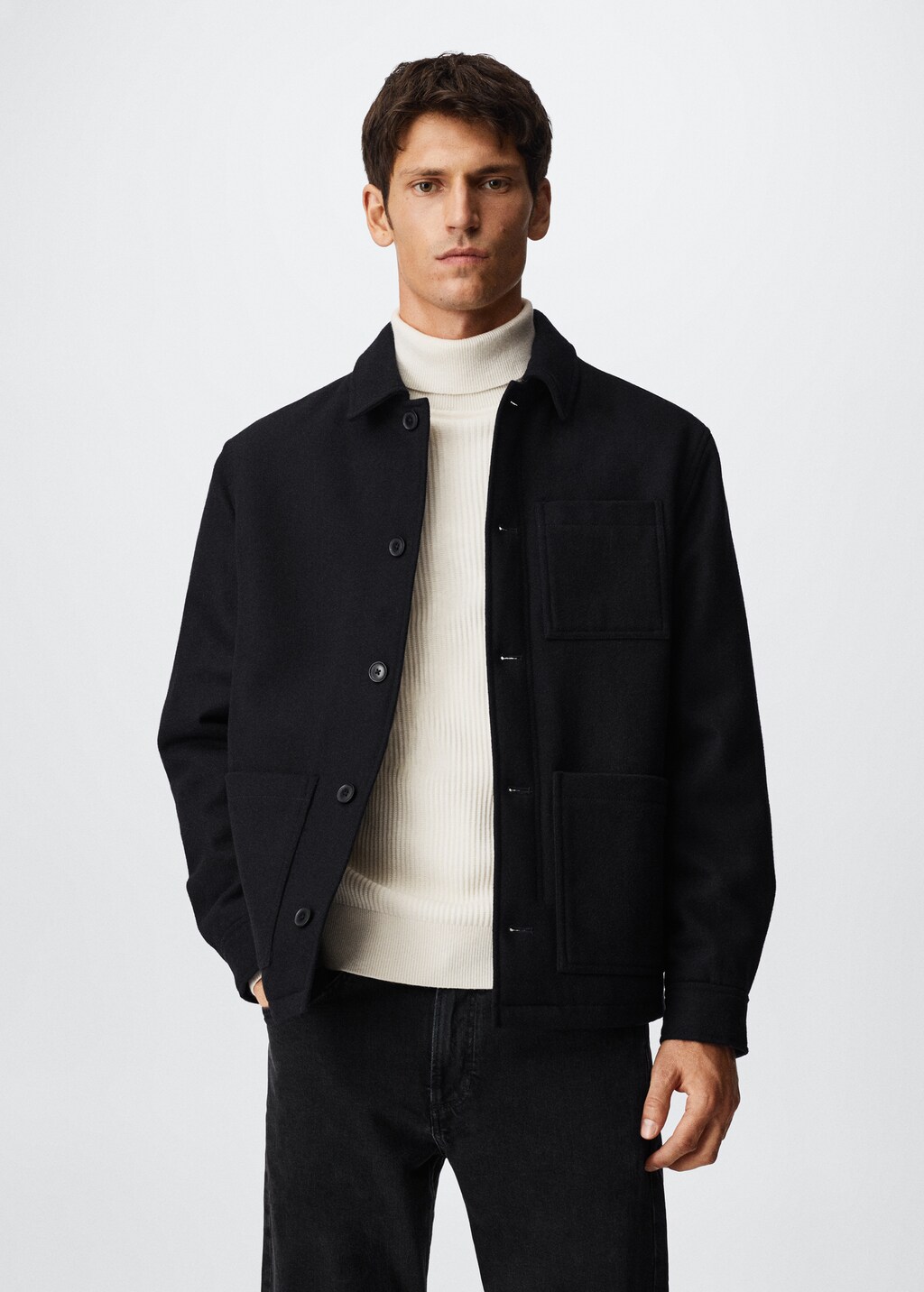 Wool blend jacket with pockets