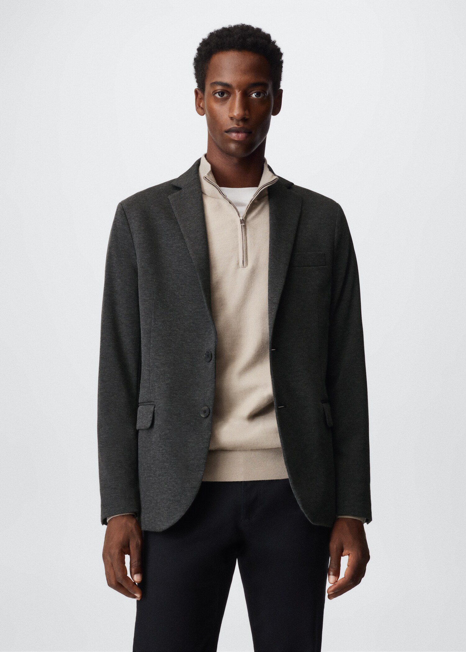 Structured cotton blazer - Medium plane