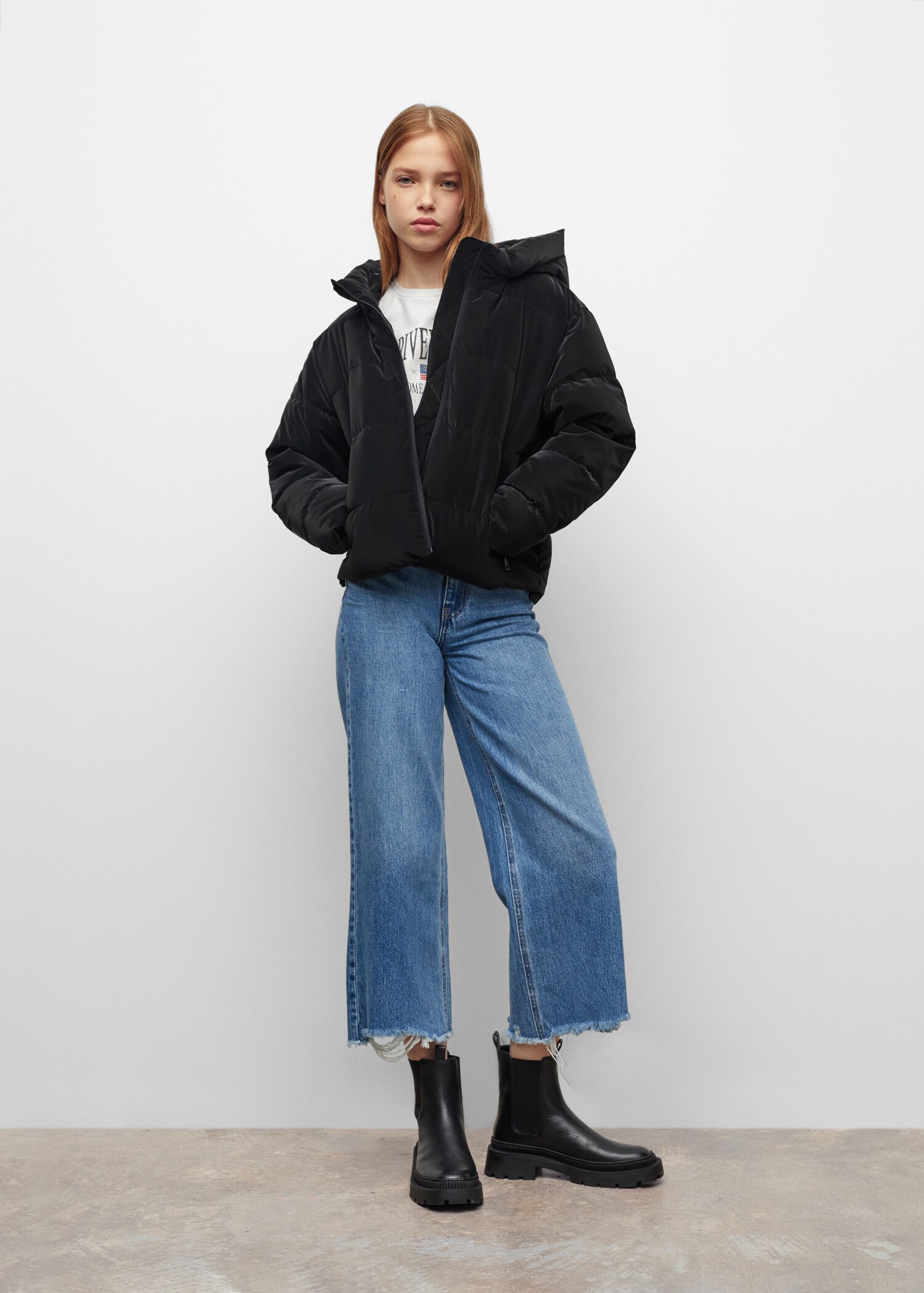 Side-zip quilted coat - Medium plane
