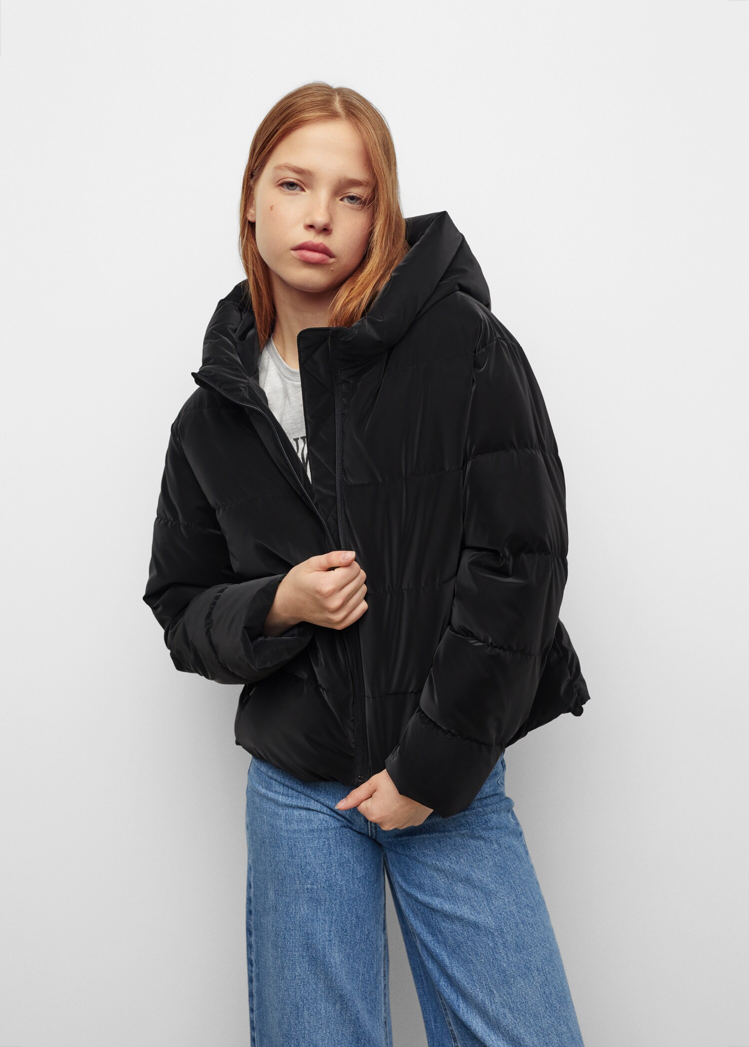 Side-zip quilted coat - Details of the article 1