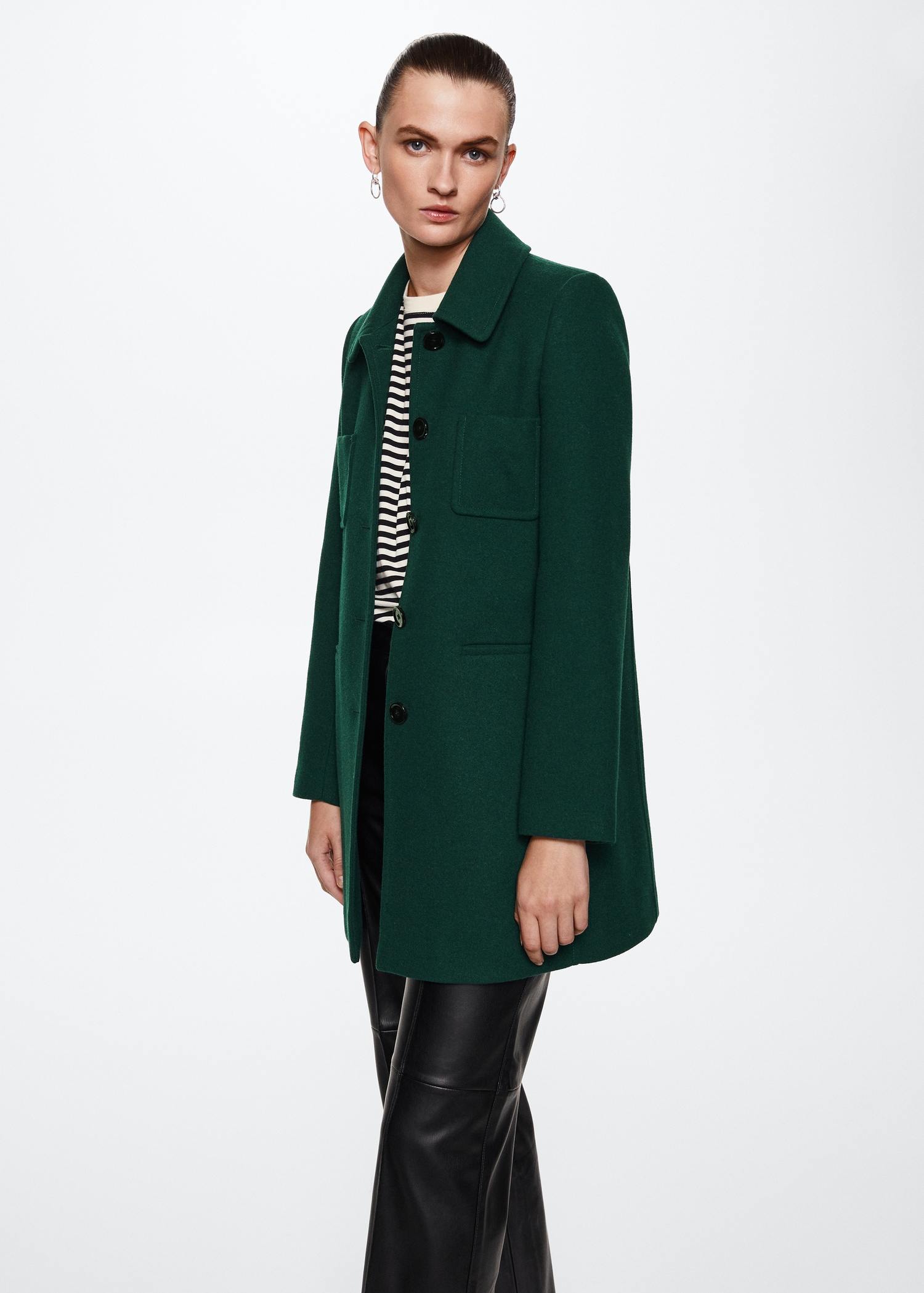 Buttoned wool coat - Medium plane