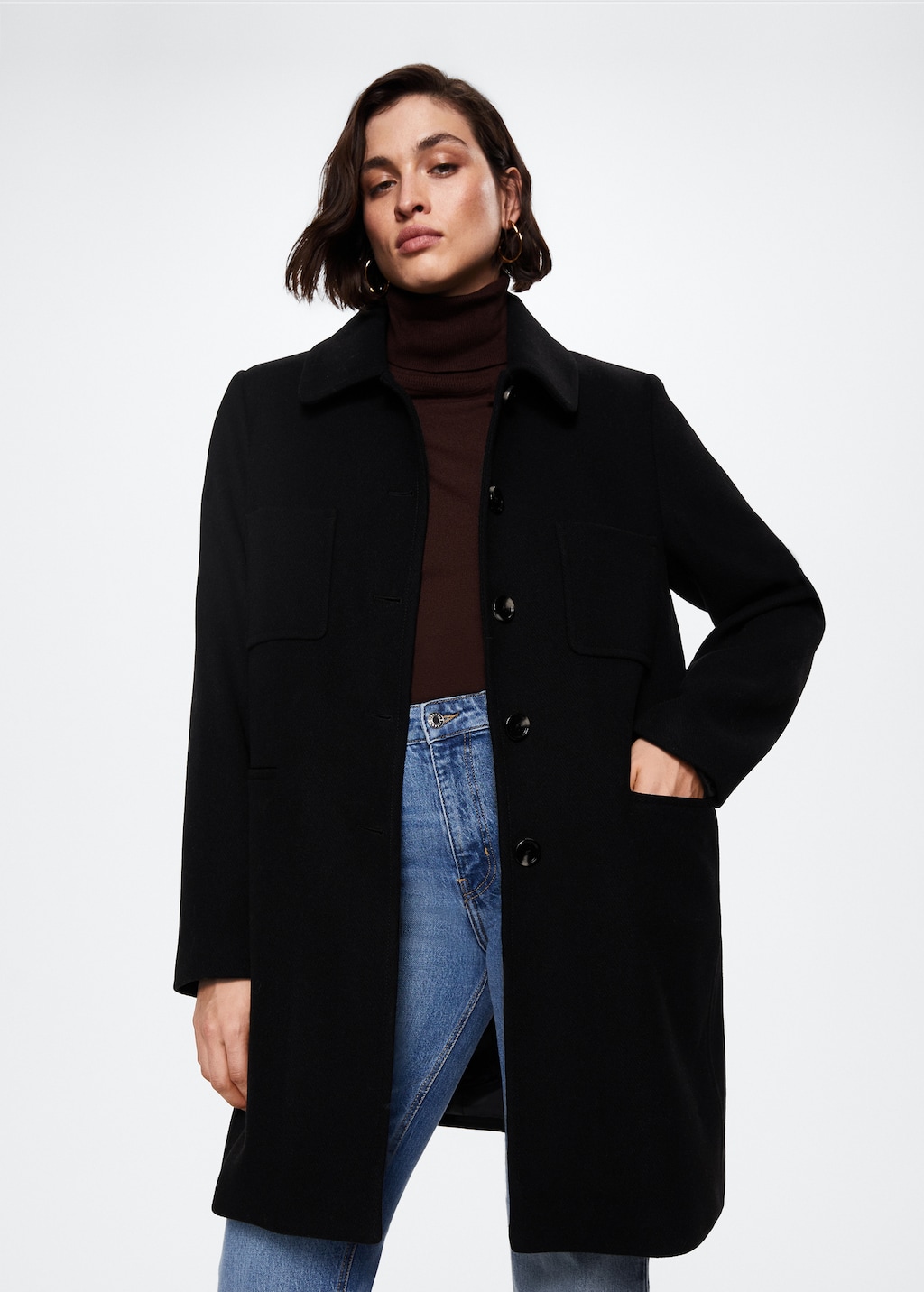 Buttoned wool coat on sale