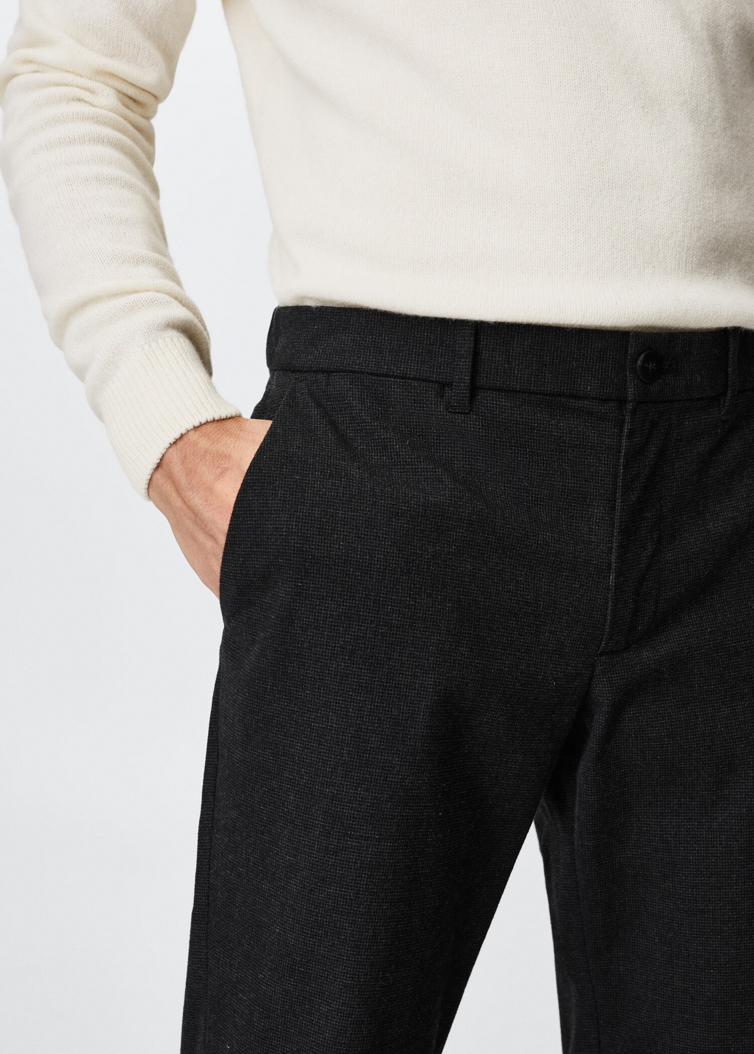 Slim-fit cotton trousers - Details of the article 1