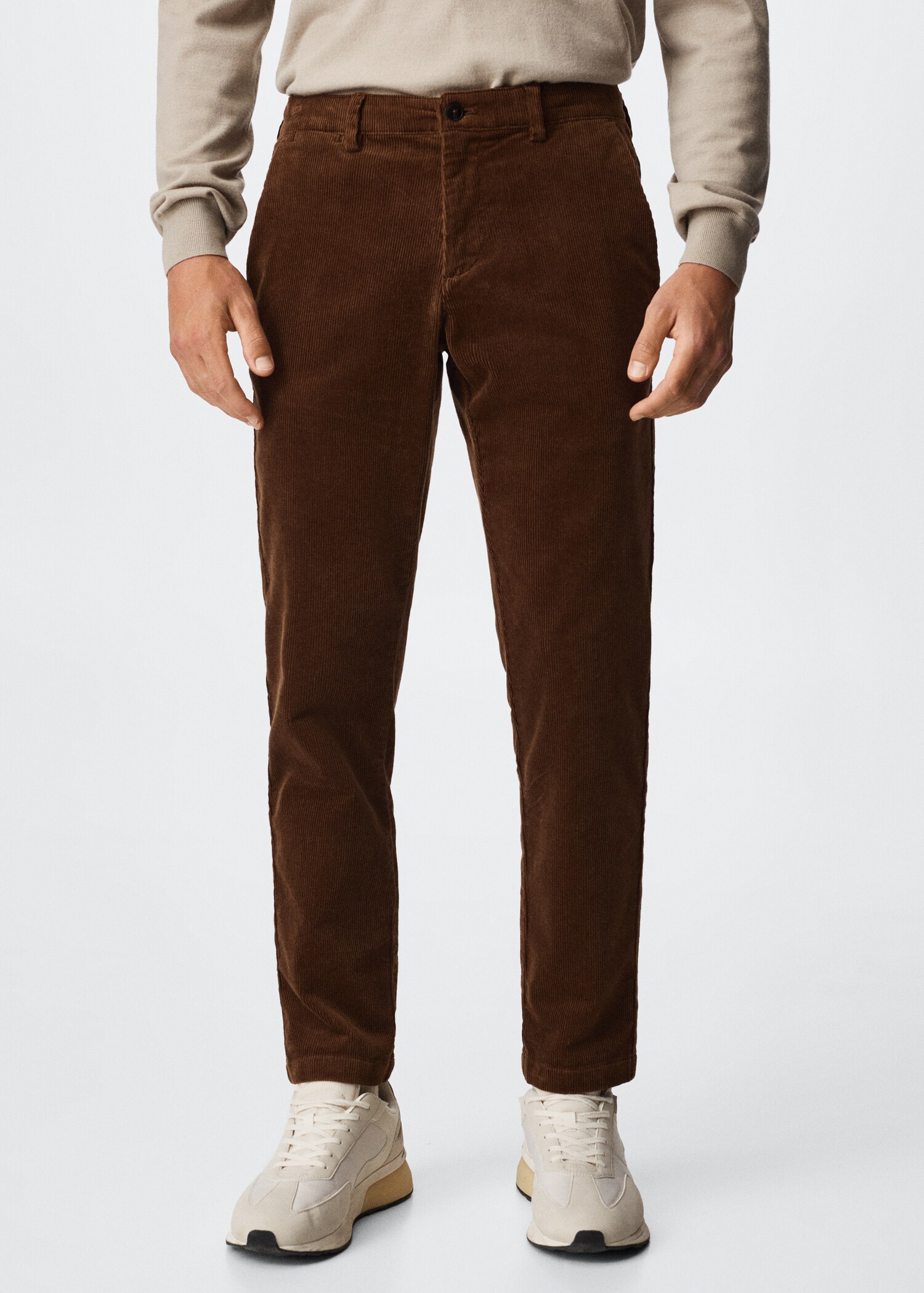 Tapered cropped corduroy trousers - Medium plane