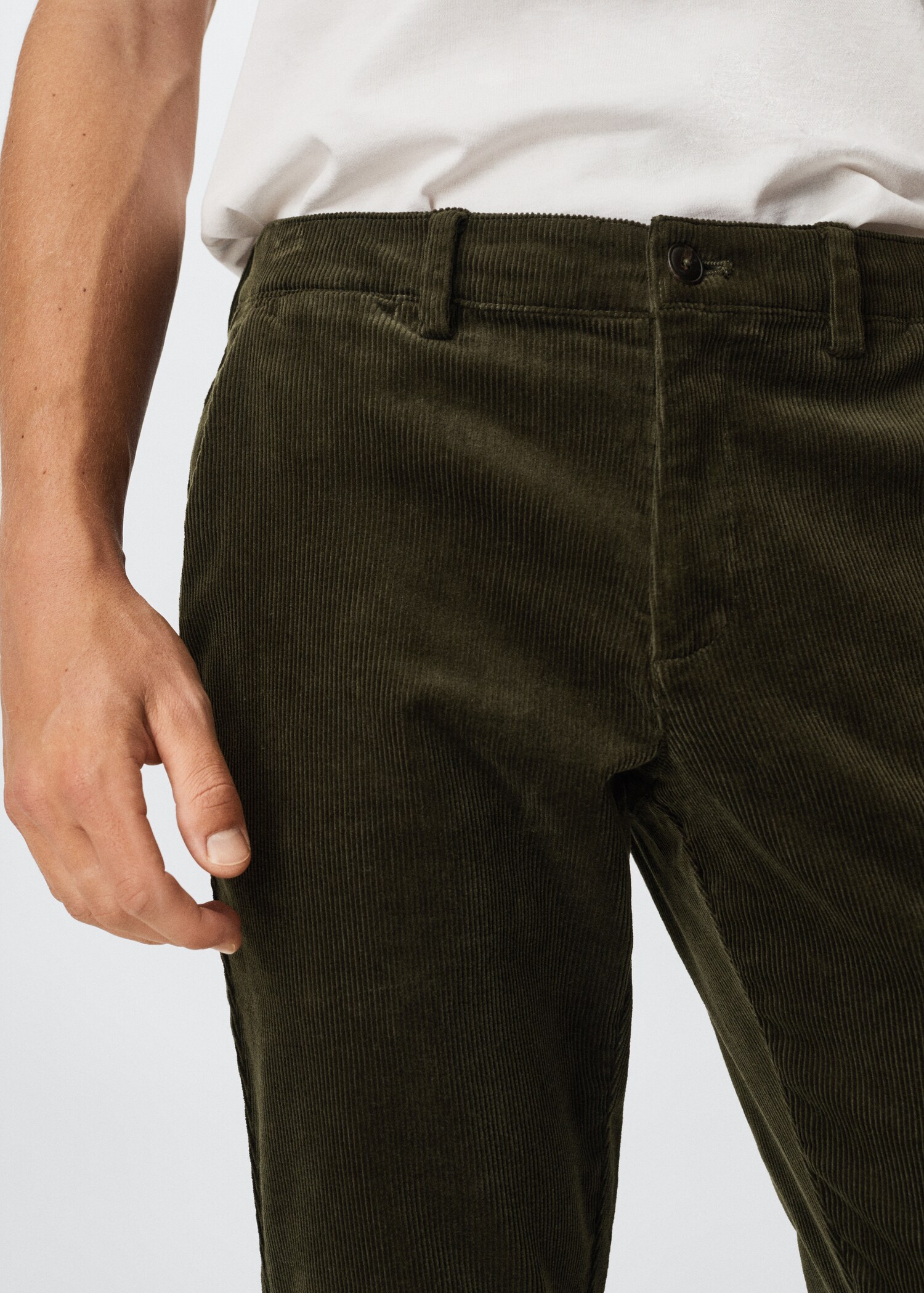 Tapered cropped corduroy trousers - Details of the article 1