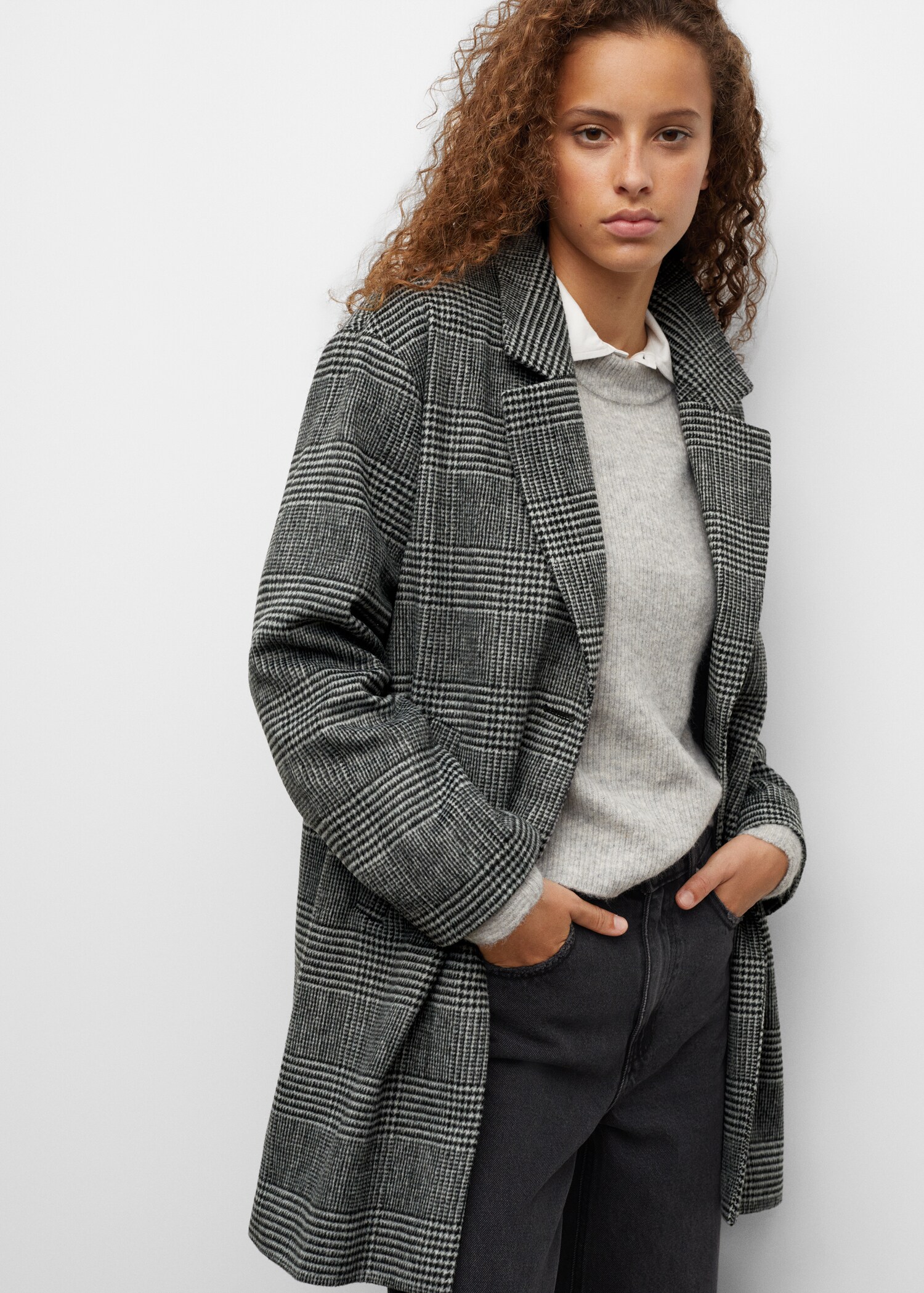 Checked wool-blend coat - Medium plane