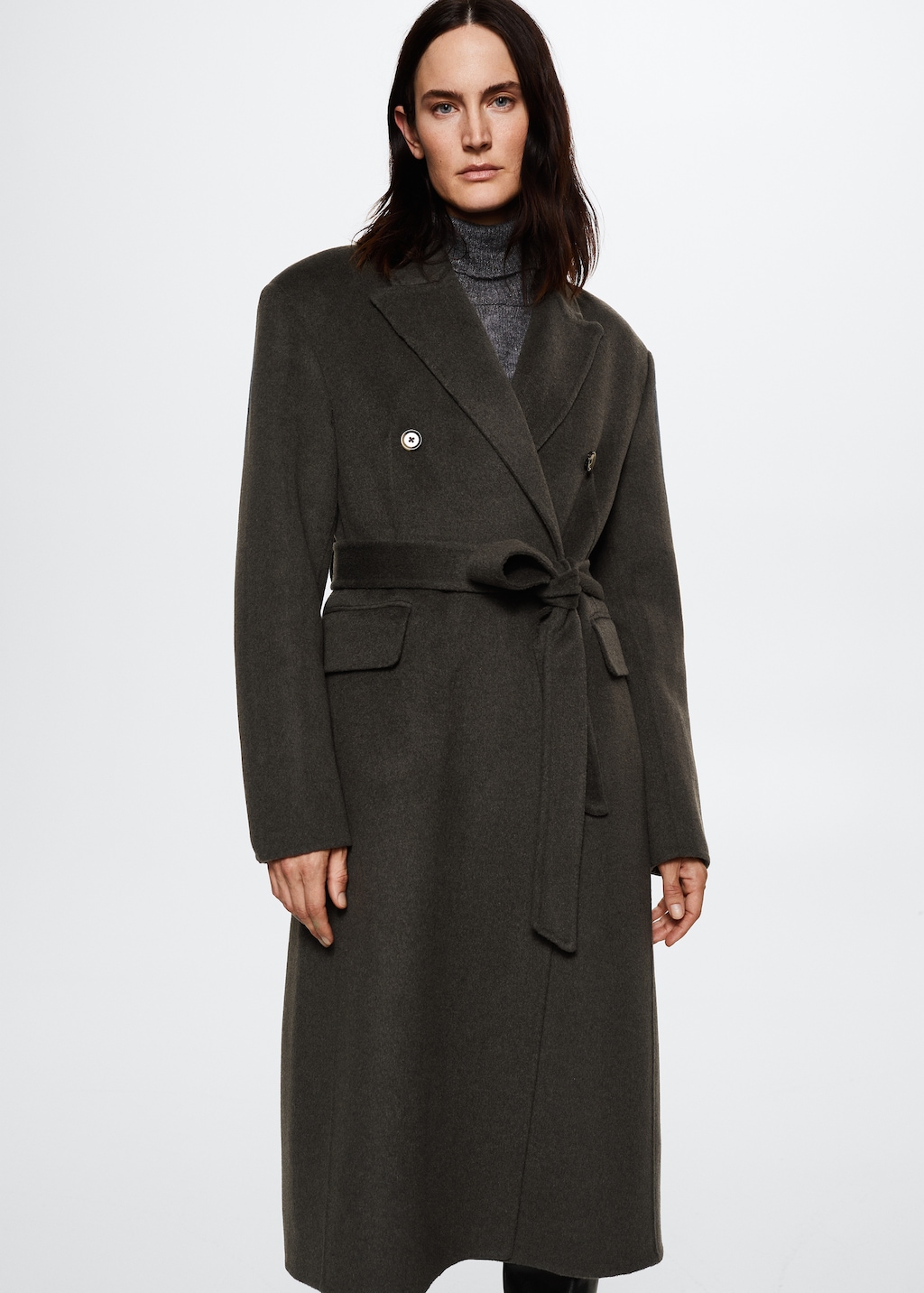 Wool coat with handmade belt