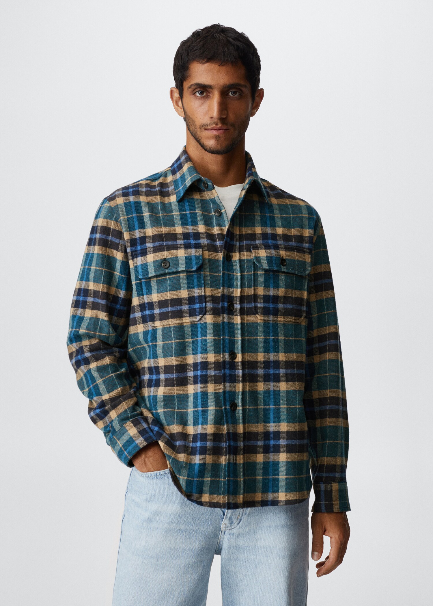 Regular fit checked flannel shirt - Medium plane