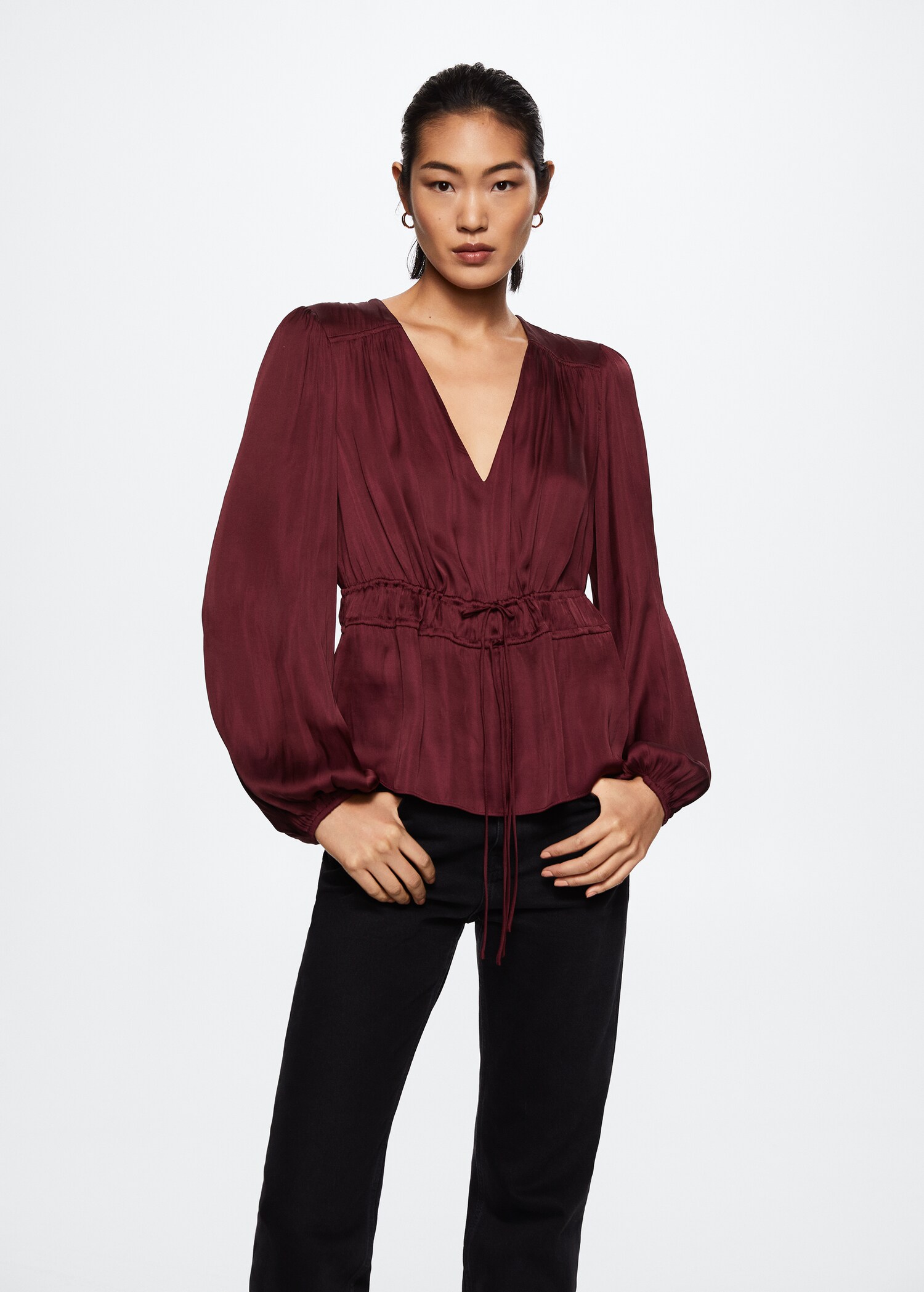 Bow satin blouse - Medium plane