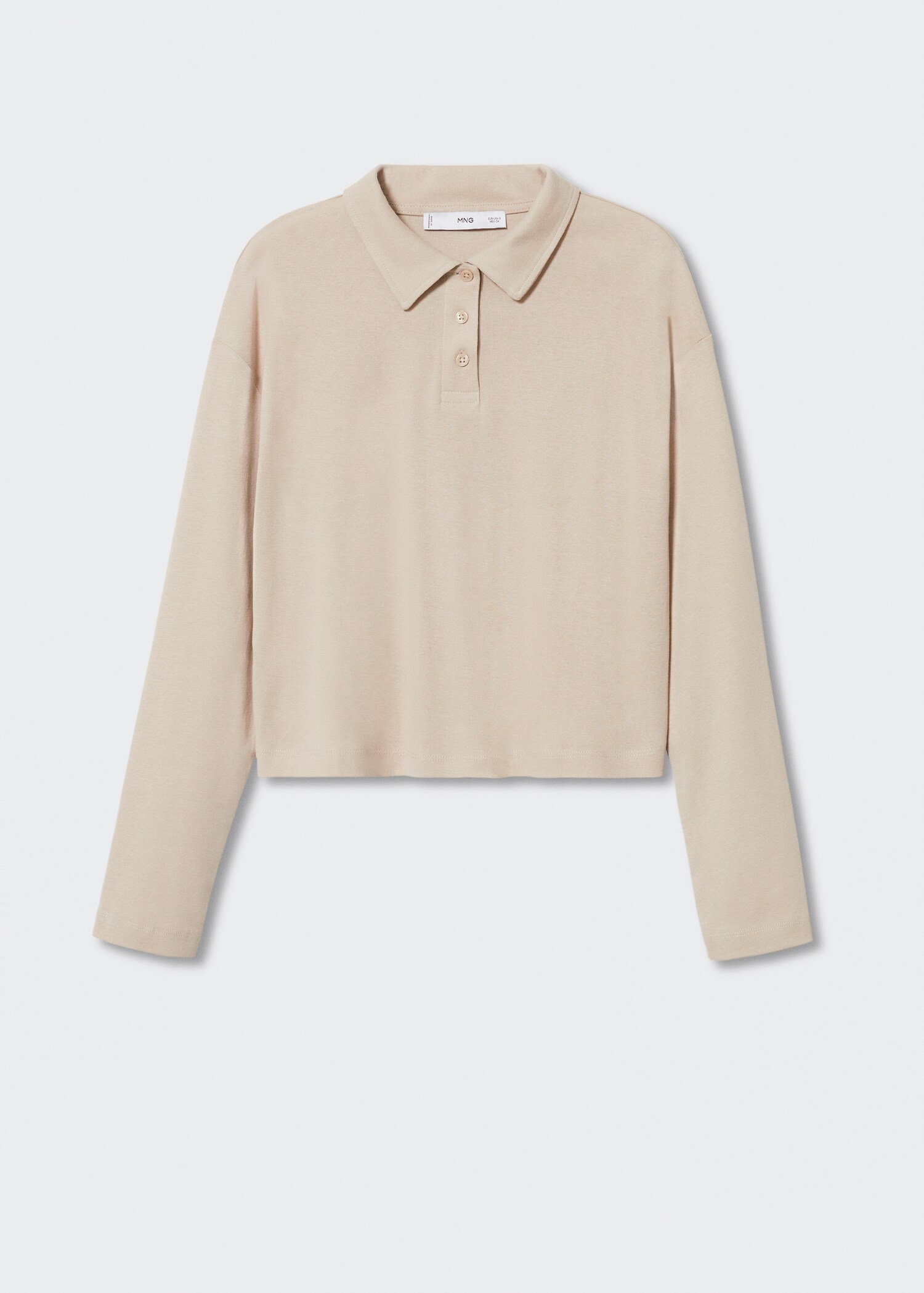 Long-sleeved cotton jersey polo shirt - Article without model