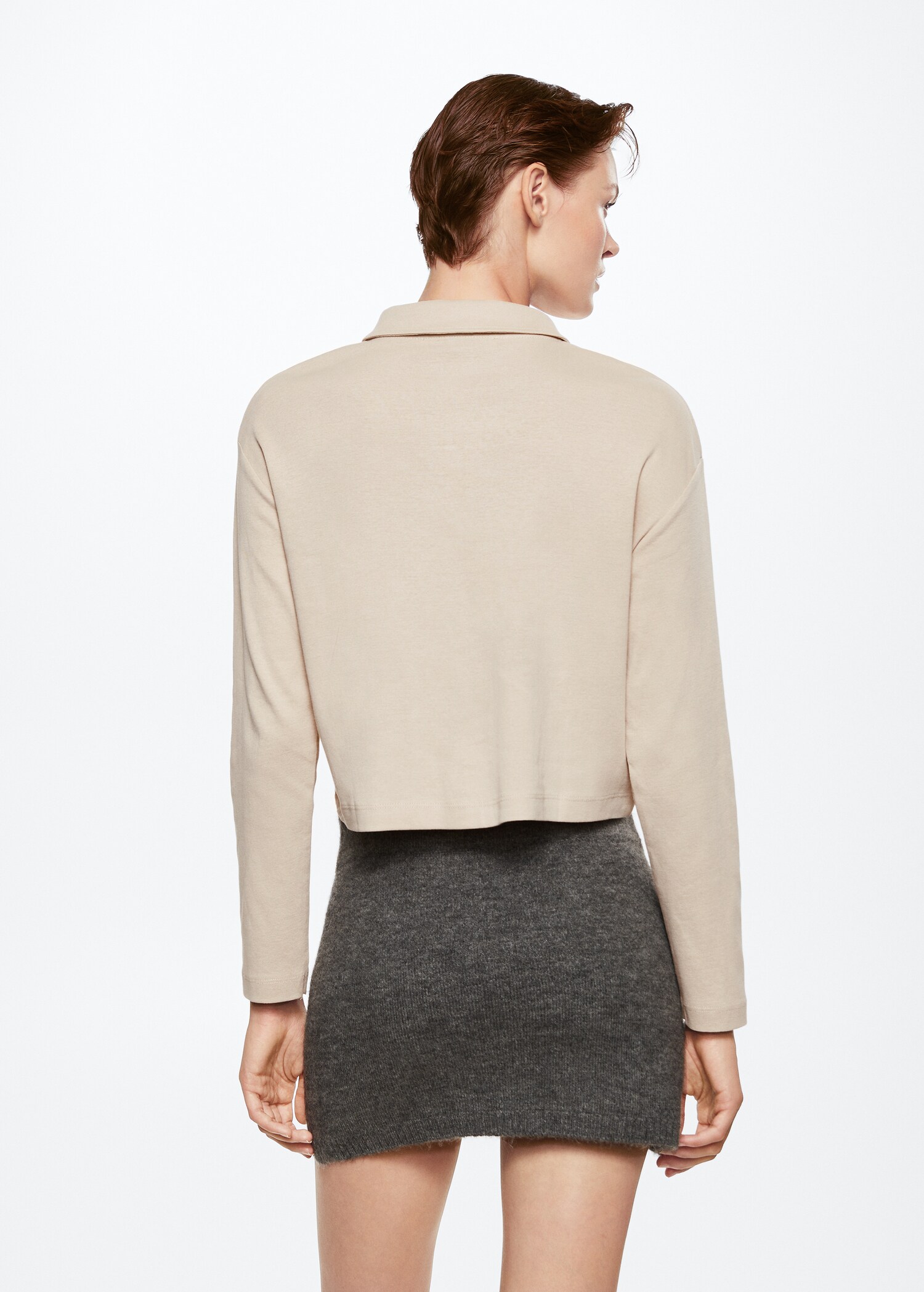 Long-sleeved cotton jersey polo shirt - Reverse of the article