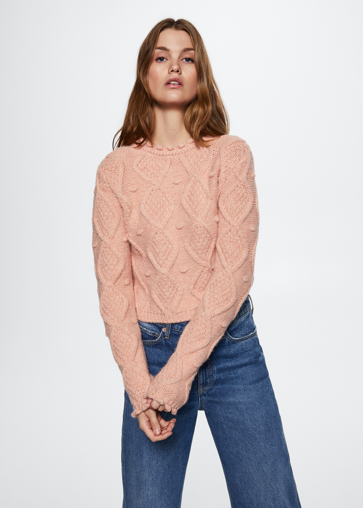 Pull-over maille détail torsade - Plan moyen