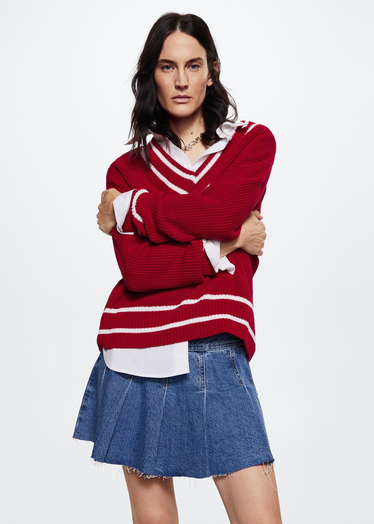 Pull-over oversize col en V - Plan moyen