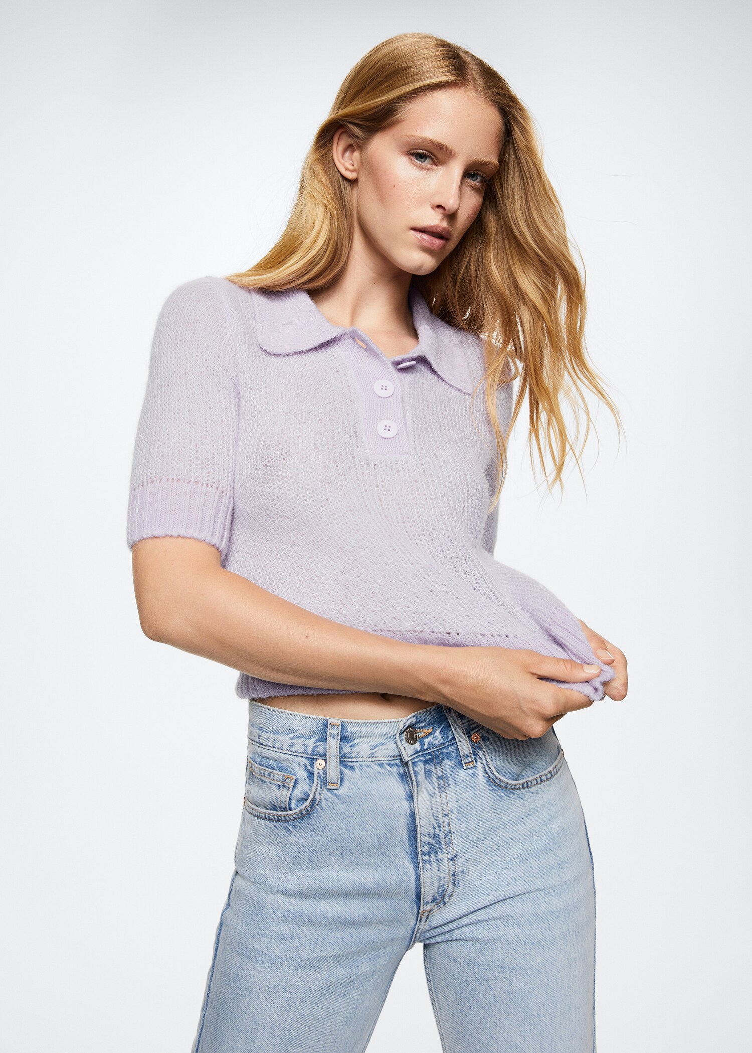 Pull-over maille col polo - Plan moyen