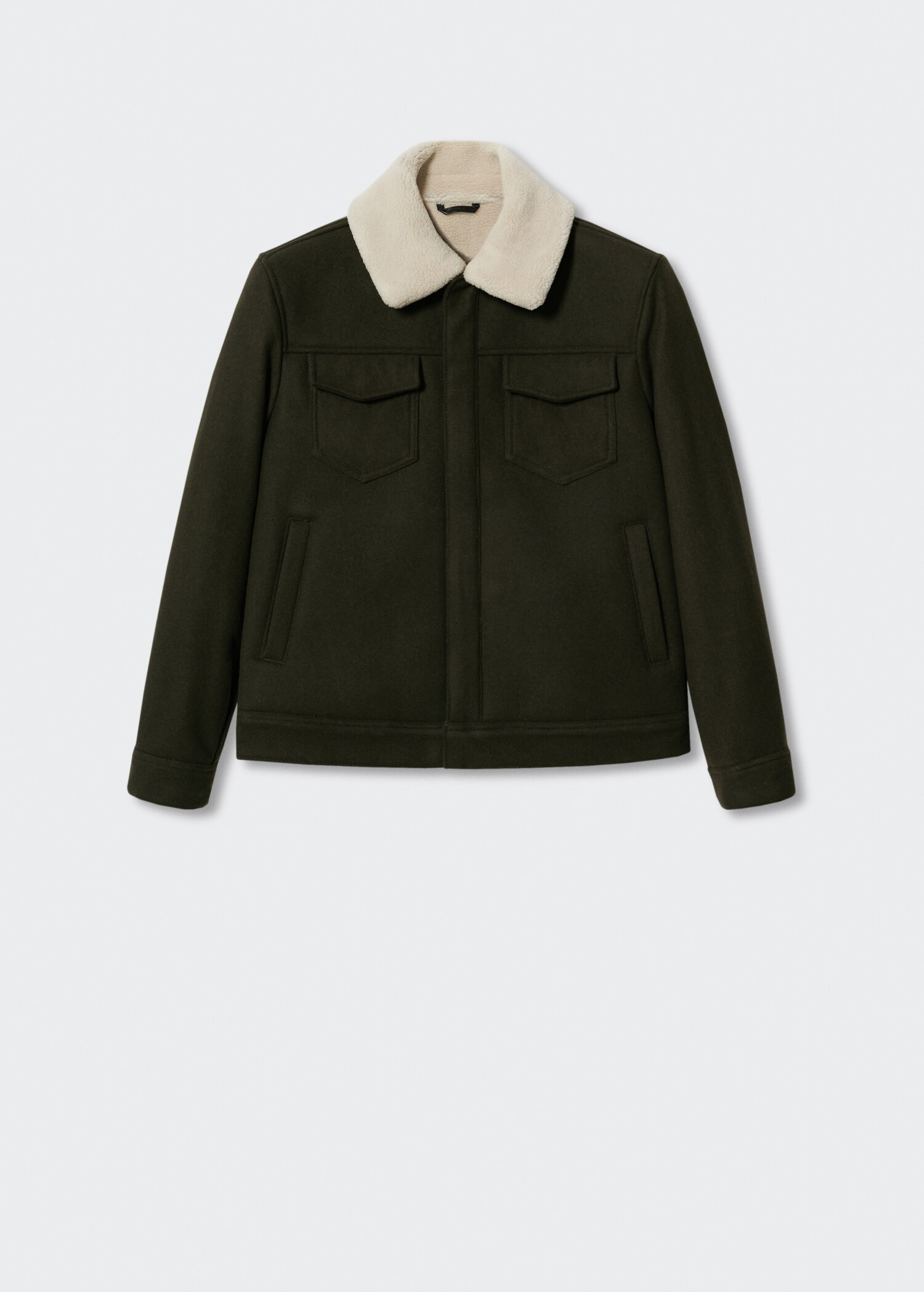 Wool jacket with shearling-effect collar - Article without model