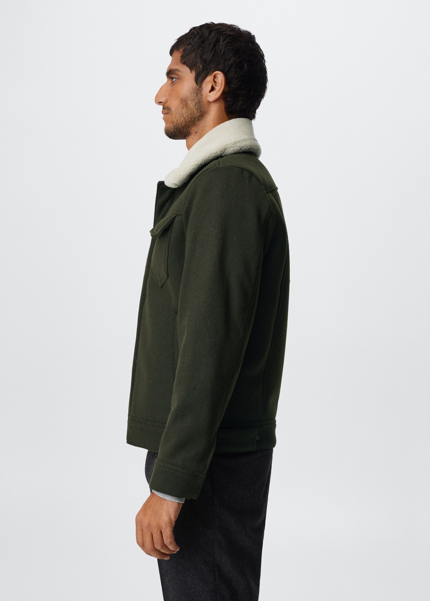 Wool jacket with shearling-effect collar - Details of the article 6