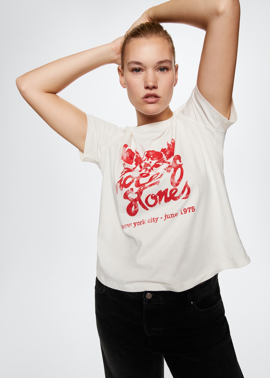 Printed cropped t-shirt - Women | MANGO OUTLET USA