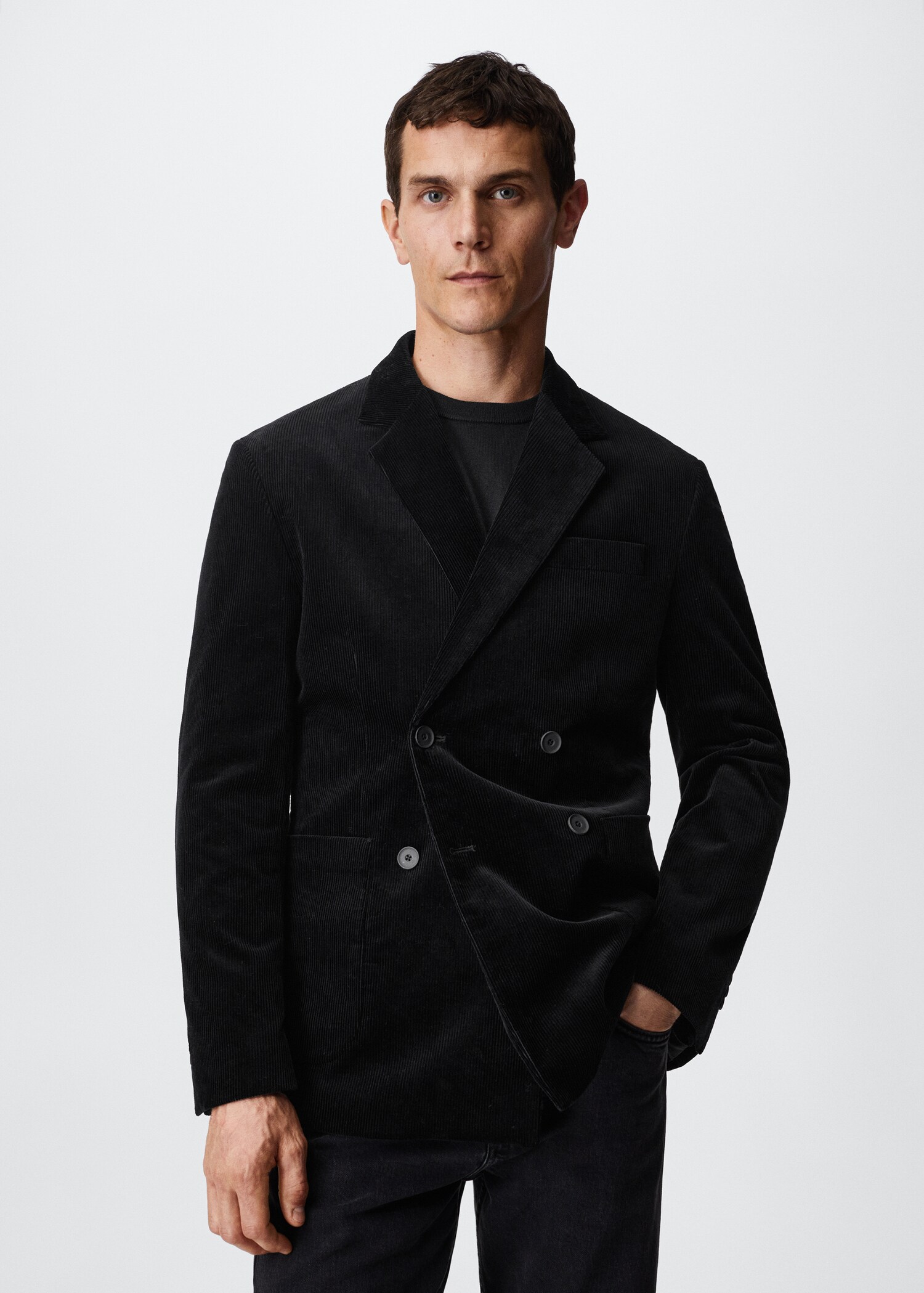 Double-breasted corduroy jacket - Medium plane