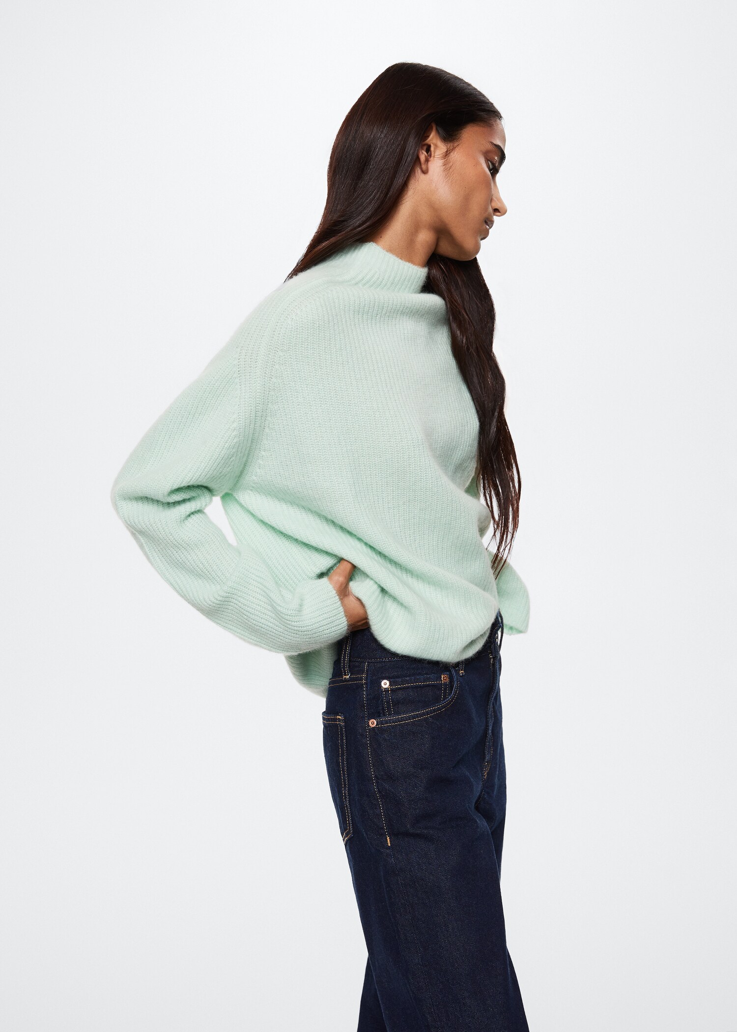 Pullover mit halbhohem Kragen aus 100 % Kaschmir - Mittlere Ansicht