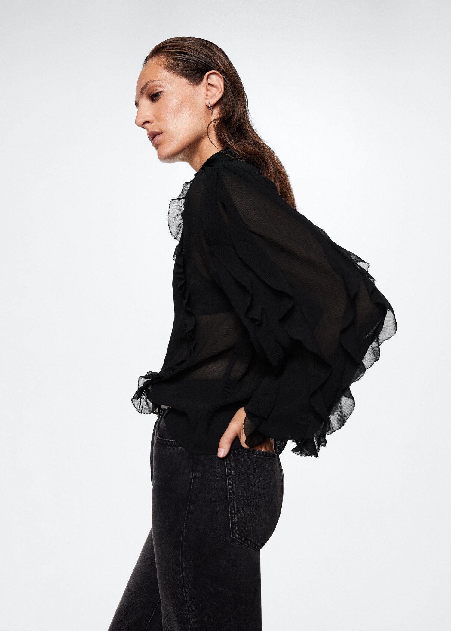 Textured ruffled blouse - Medium plane