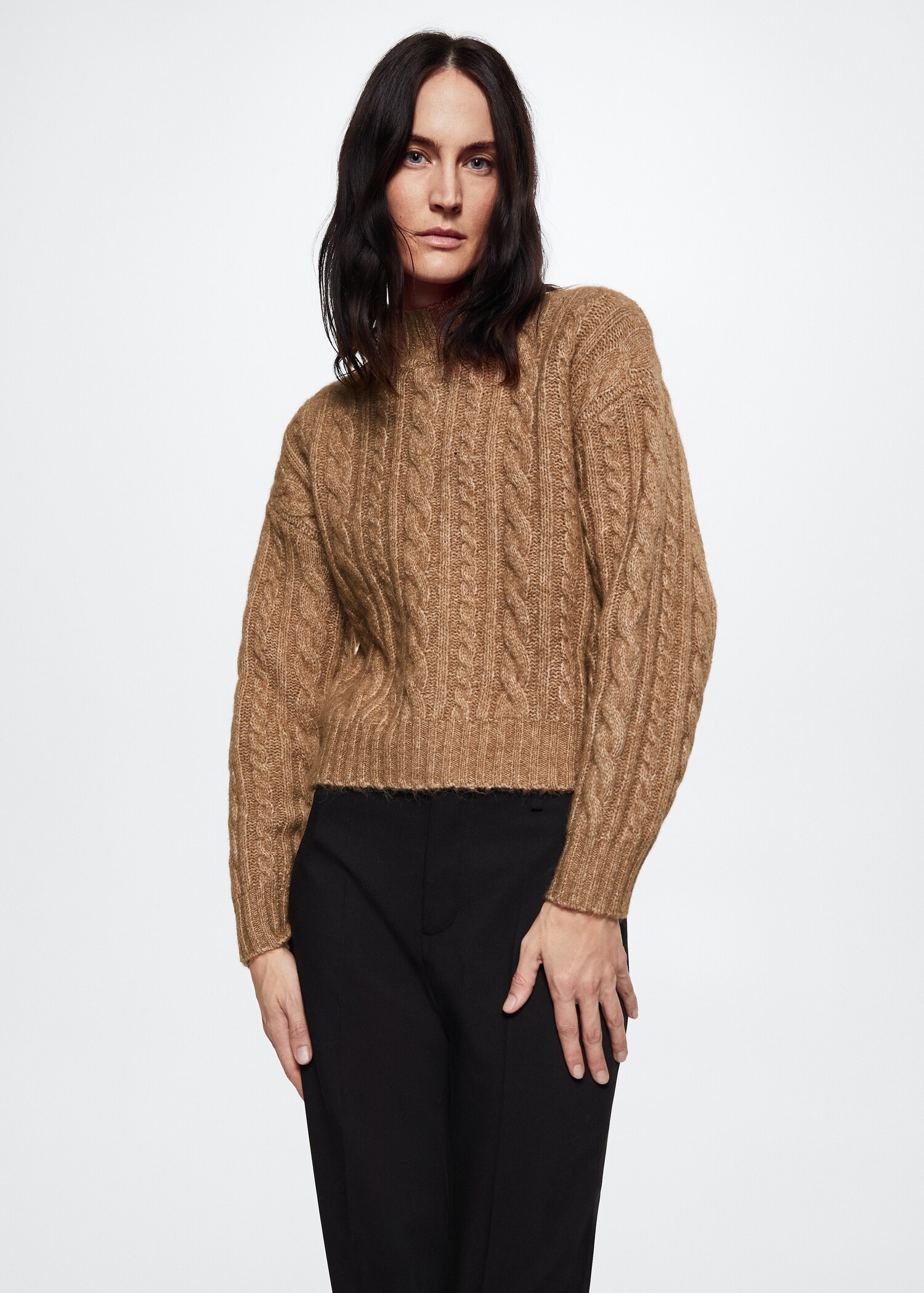 Perkins-neck braided sweater  - Medium plane