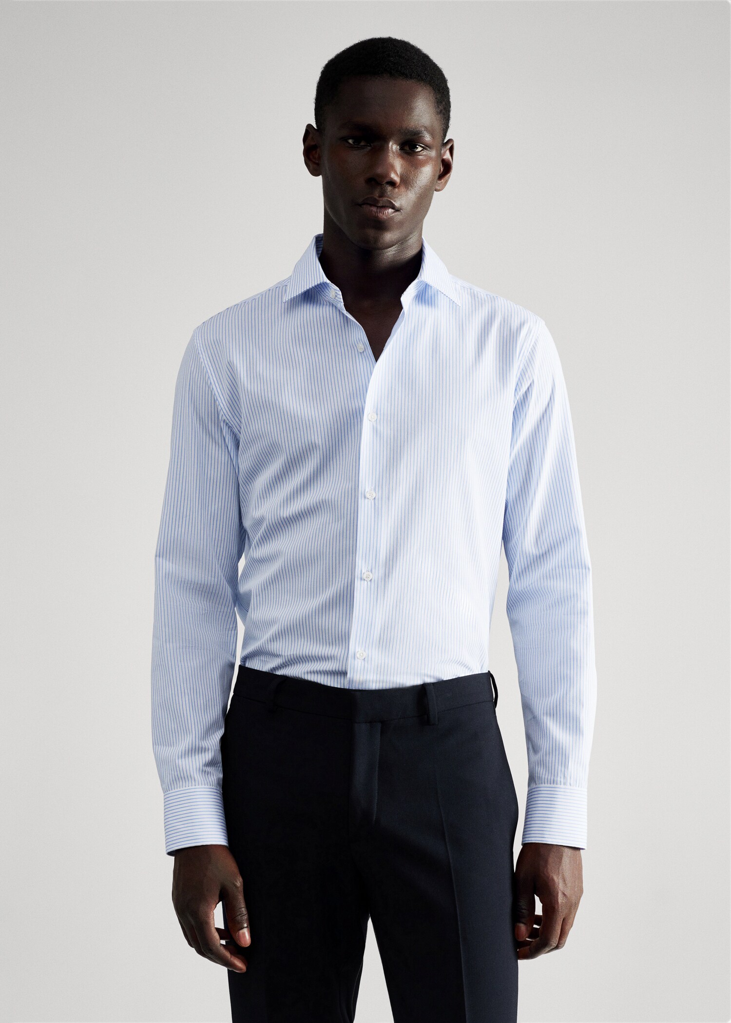 Slim fit thousand striped suit shirt - Medium plane