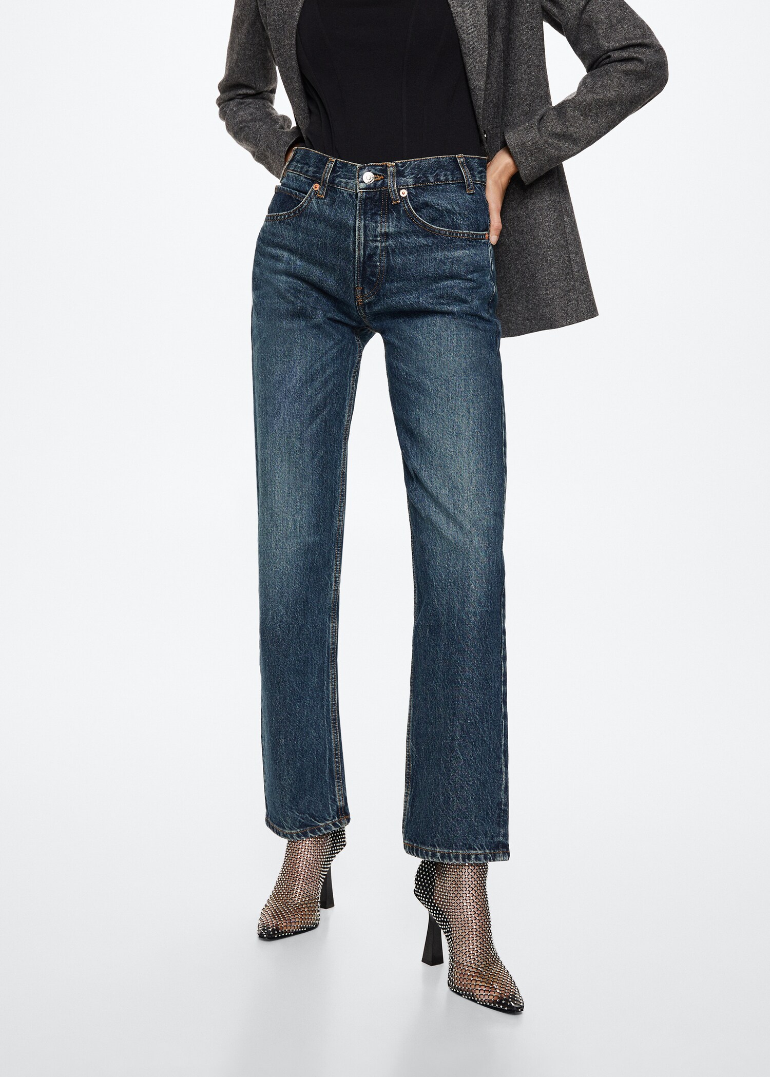 Buttons straight jeans - Medium plane