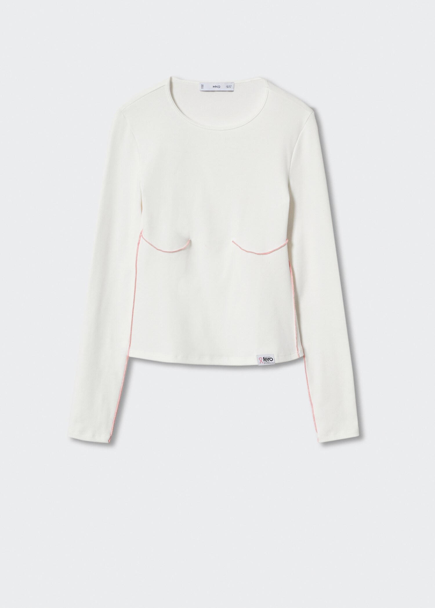 Solidair T-shirt met sierstiksels - Artikel zonder model
