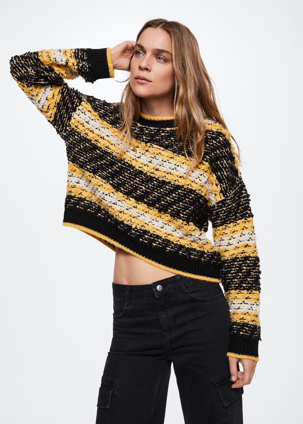 Black and yellow striped sweater clearance