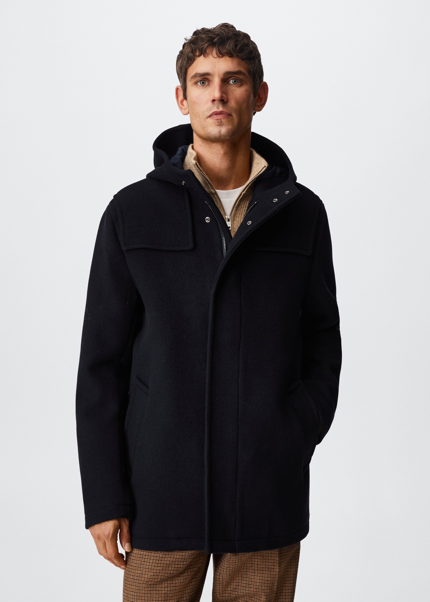 Hooded wool coat - Medium plane