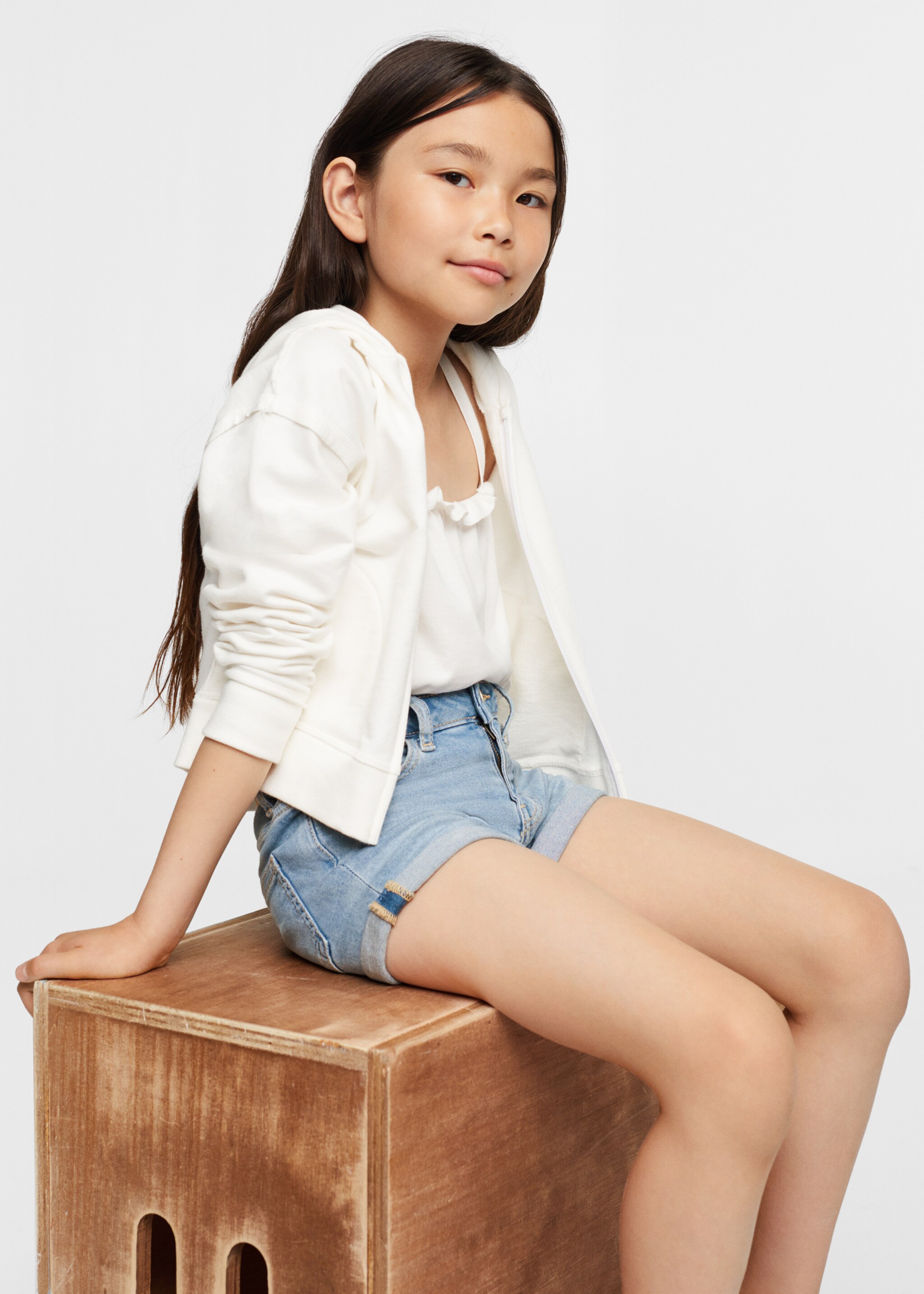 Rolled-up hem denim shorts - Medium plane
