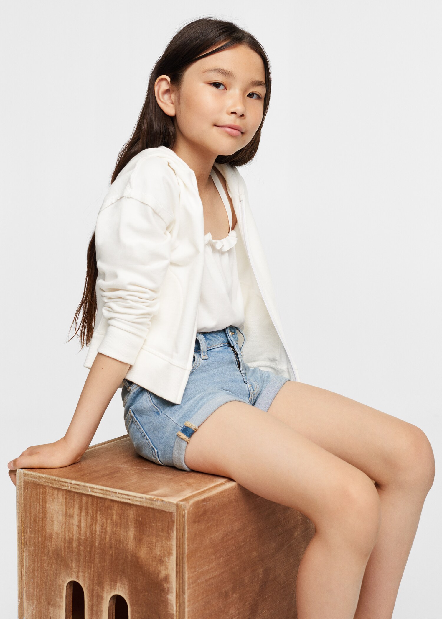Rolled-up hem denim shorts - Medium plane