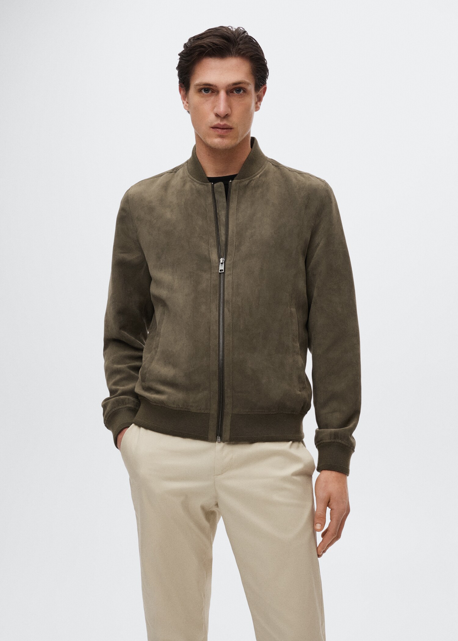 Suede-effect bomber jacket - Medium plane