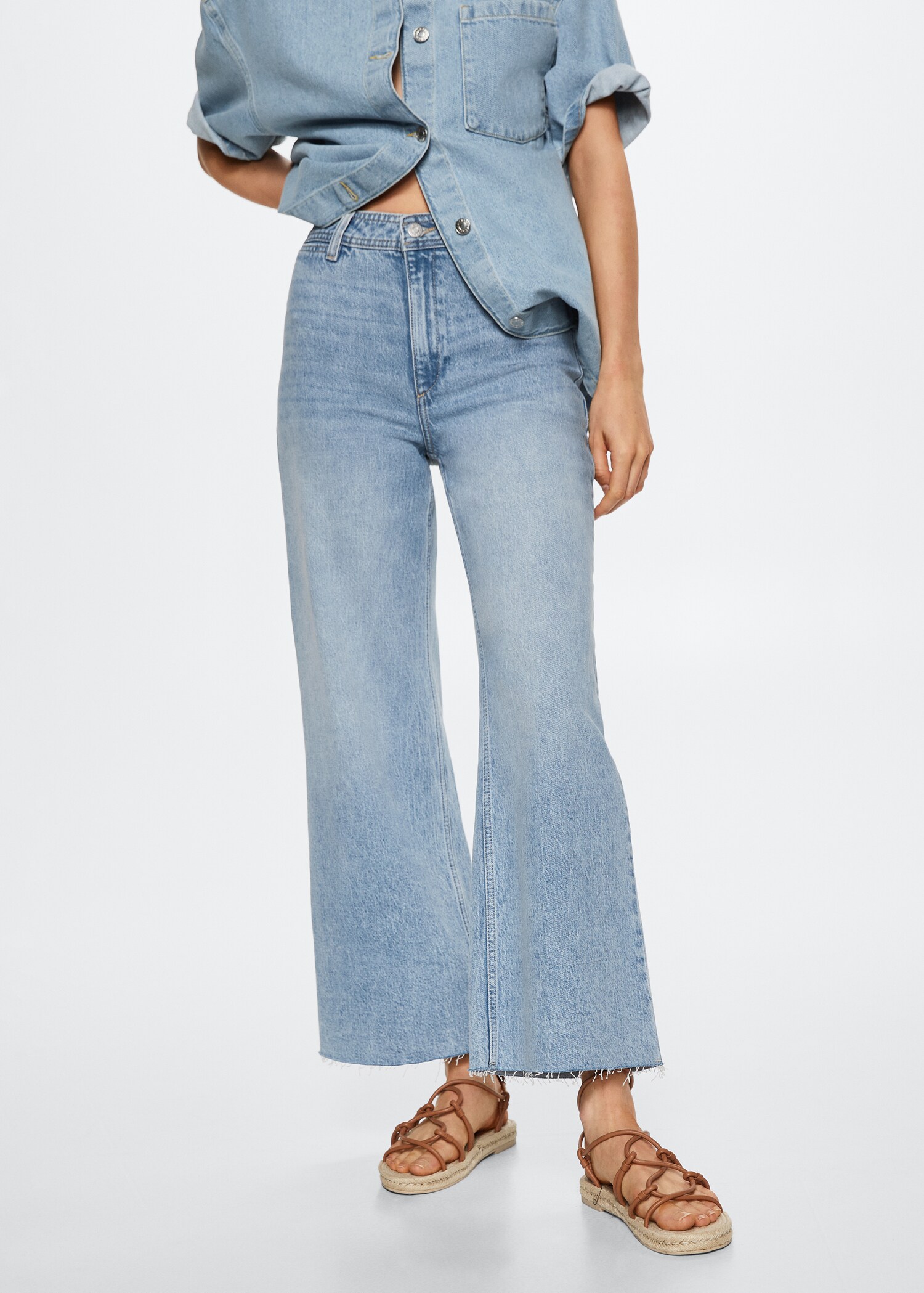 Culotte-Jeans mit hohem Bund - Mittlere Ansicht