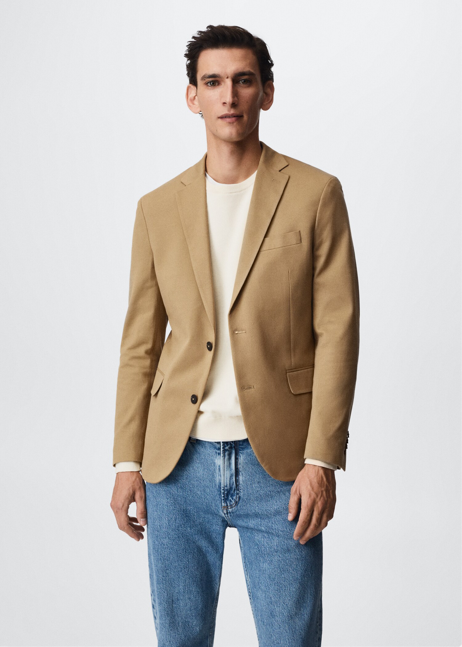 Structured cotton blazer - Medium plane