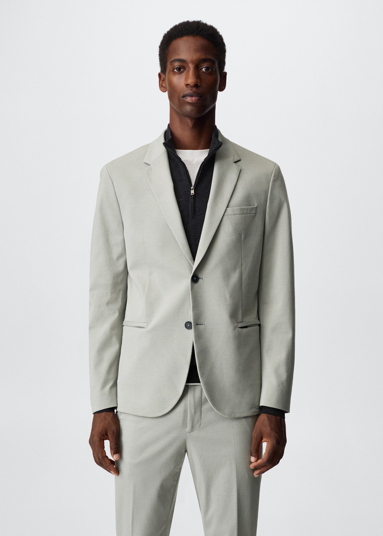 Slim-fit cotton suit jacket - Medium plane