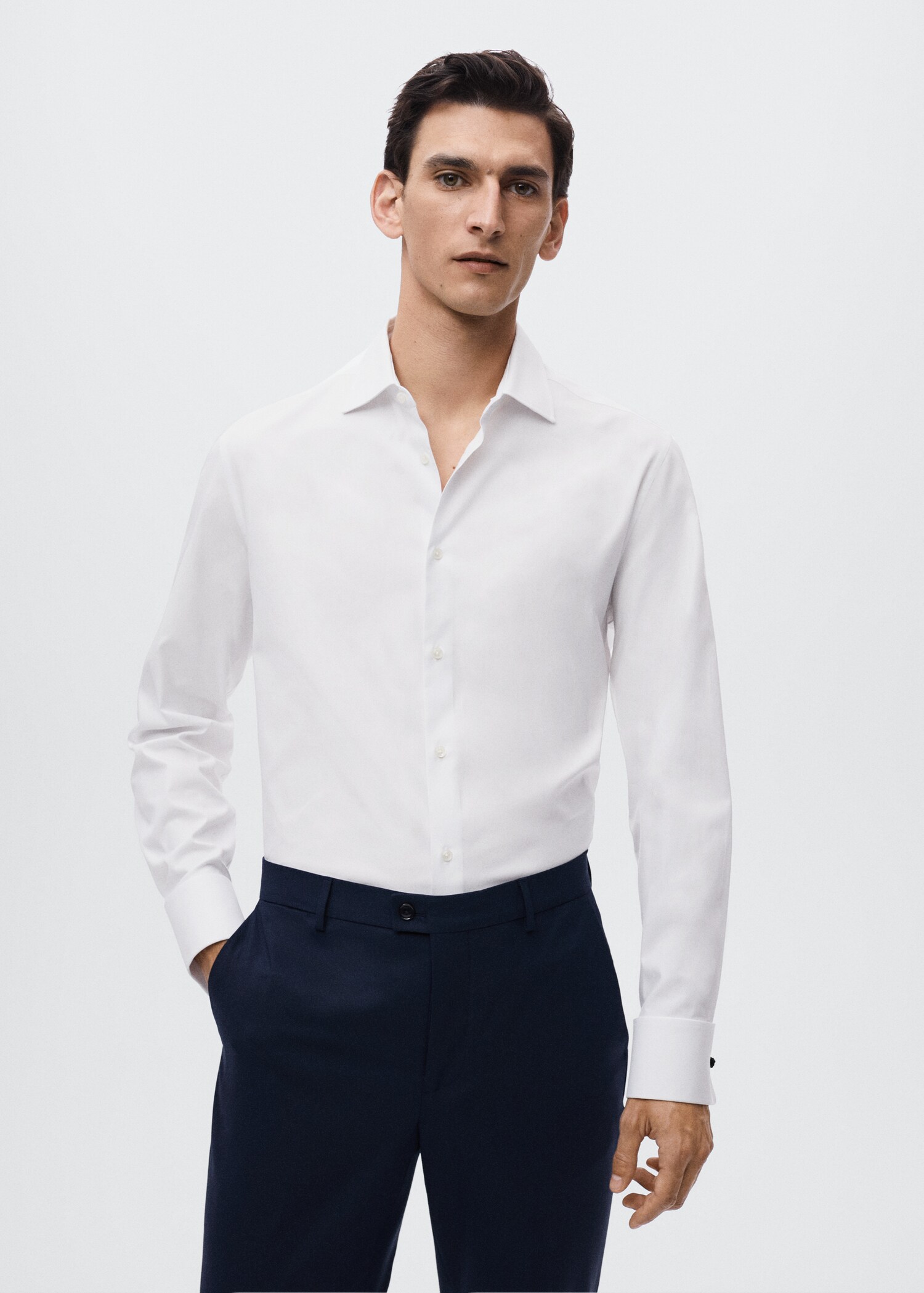 Slim fit cotton suit shirt - Medium plane