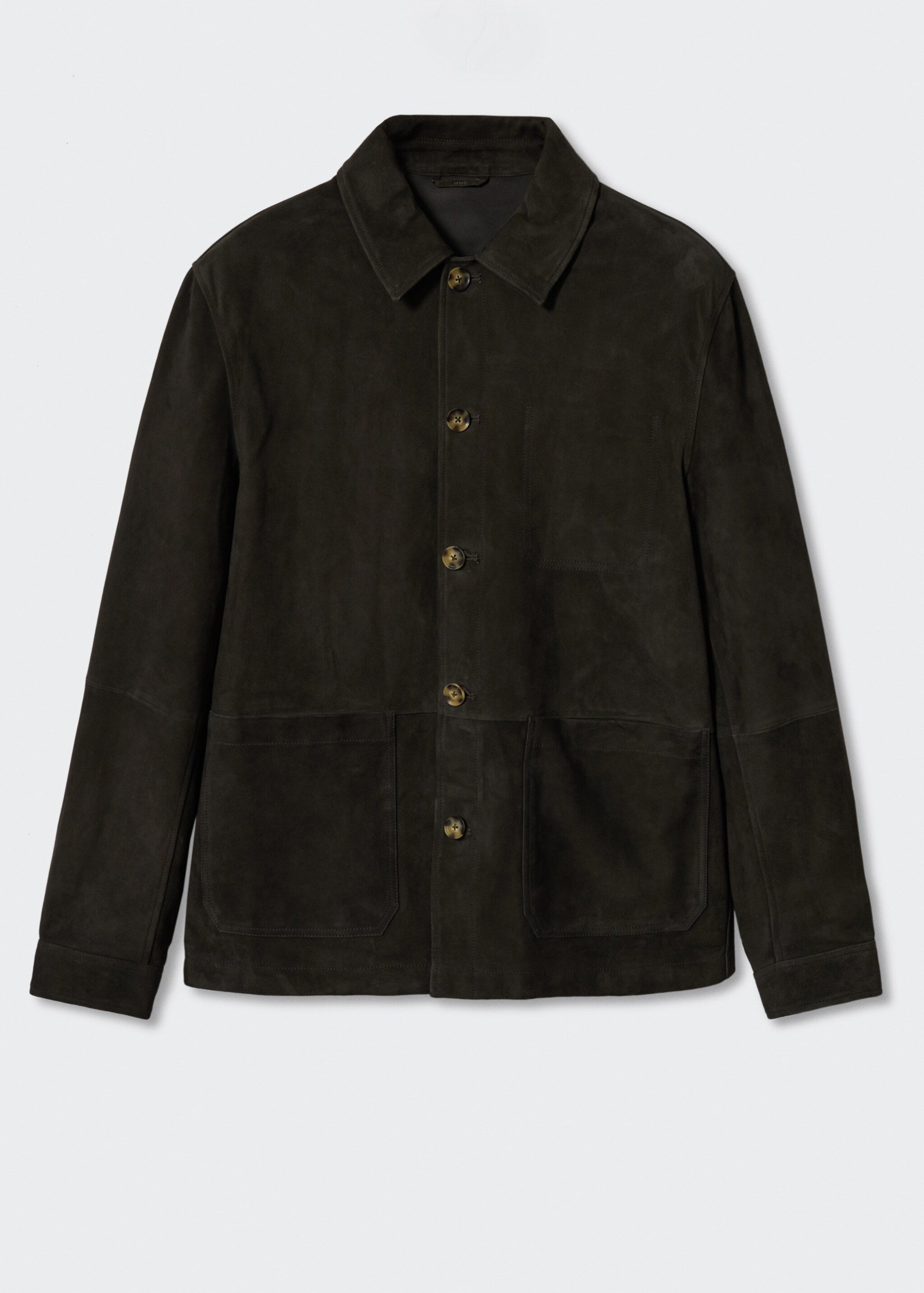 Suede overshirt with pockets - Article without model, Grey. Ref: 37010138-00.