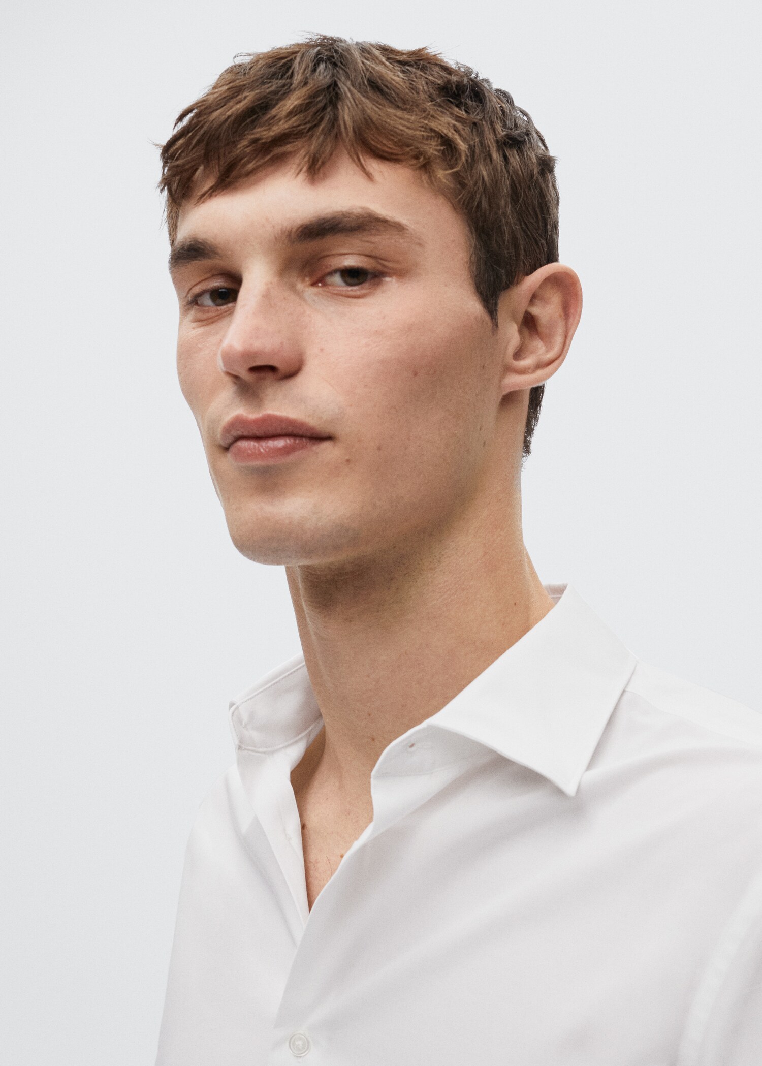 Slim fit stretch cotton suit shirt - Details of the article 1