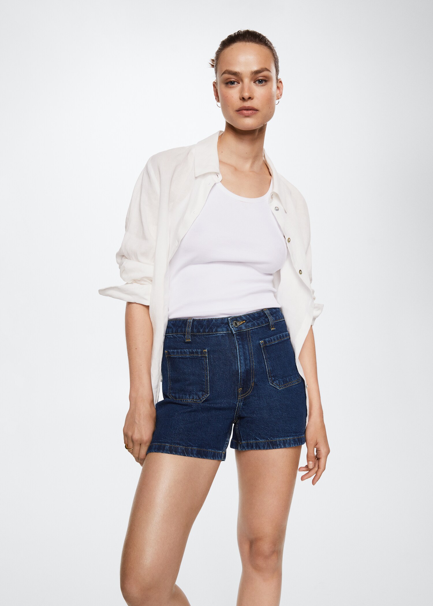 Slim denim shorts - Medium plane