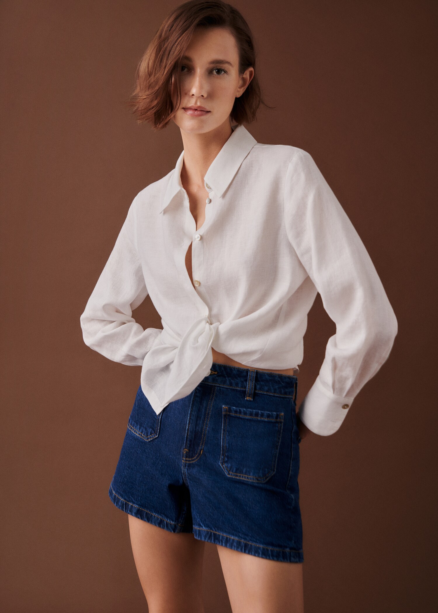 Slim denim shorts - Details of the article 6