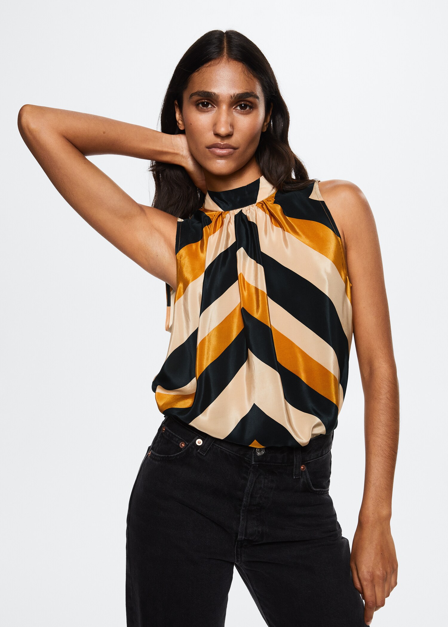 Satin print blouse - Medium plane